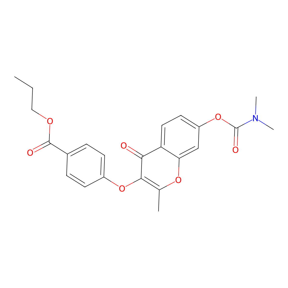 propyl 4-({7-[(dimethylcarbamoyl)oxy]-2-methyl-4-oxo-4H-chromen-3-yl}oxy)benzoate molecular structure, CAS 843627-58-7