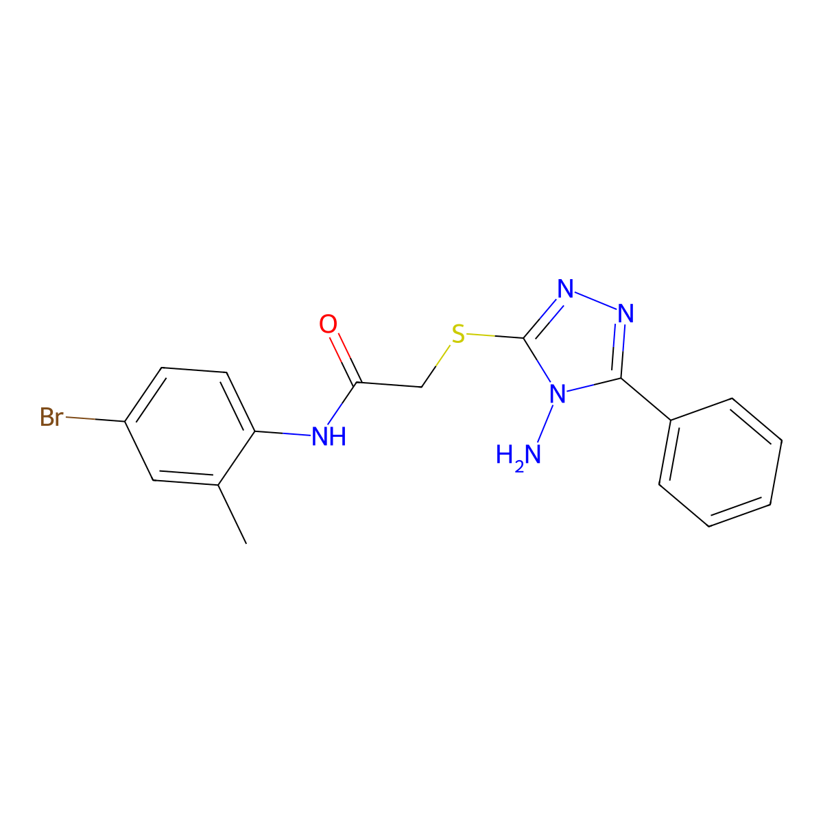 2-[(4-amino-5-phenyl-4H-1,2,4-triazol-3-yl)sulfanyl]-N-(4-bromo-2-methylphenyl)acetamide molecular structure, CAS 843627-69-0