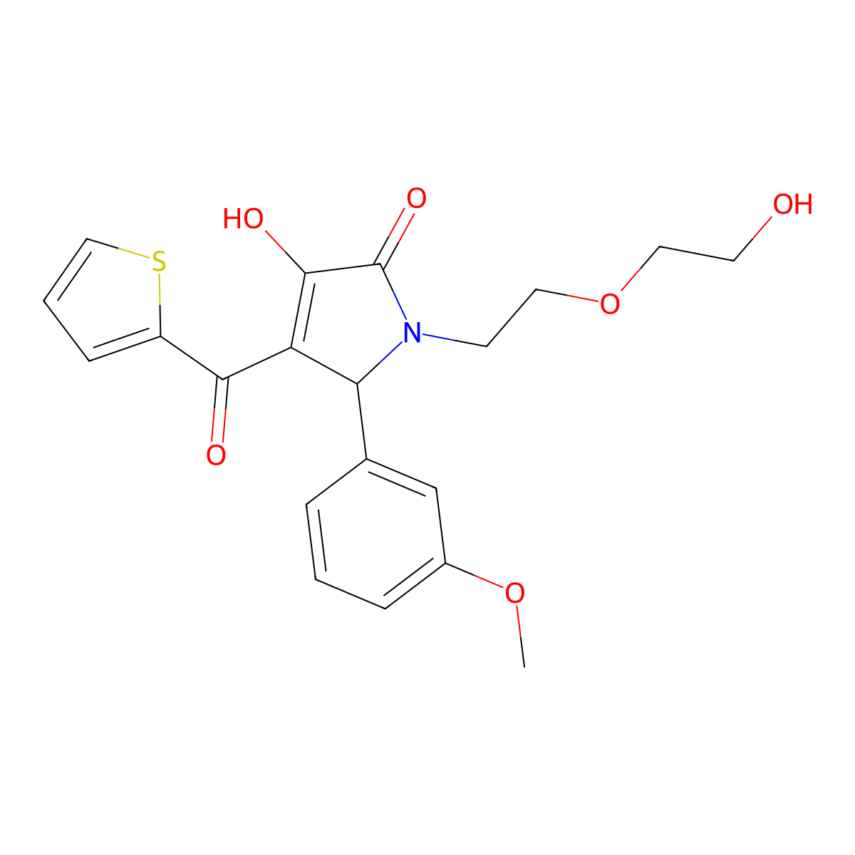 4-hydroxy-1-[2-(2-hydroxyethoxy)ethyl]-2-(3-methoxyphenyl)-3-(thiophene-2-carbonyl)-2H-pyrrol-5-one molecular structure, CAS 843627-75-8