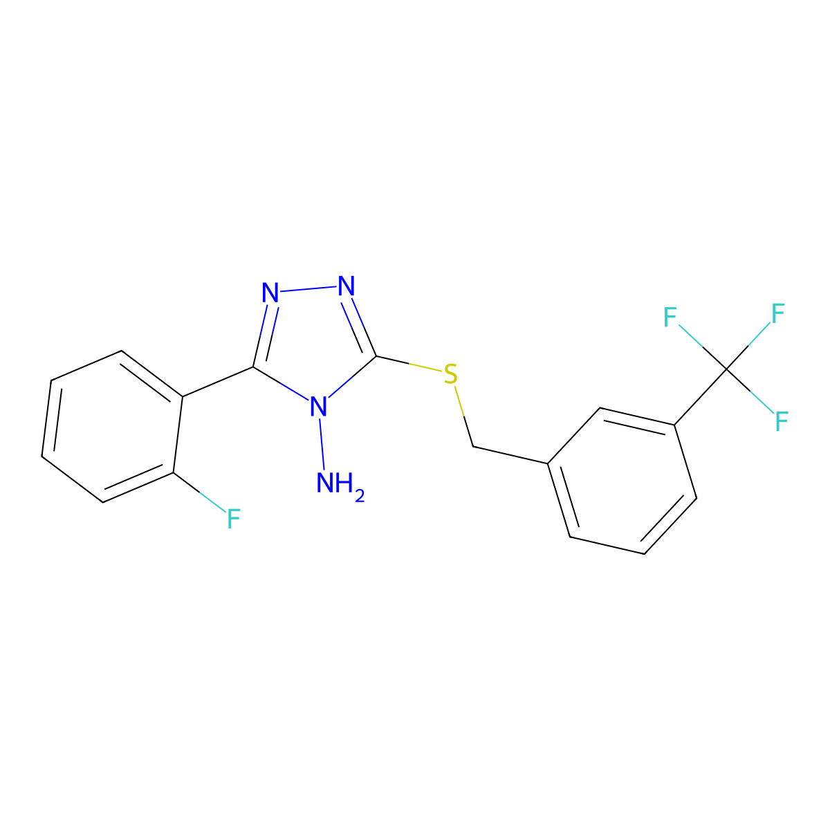 3-(2-fluorophenyl)-5-{[3-(trifluoromethyl)benzyl]sulfanyl}-4H-1,2,4-triazol-4-amine molecular structure, CAS 843627-91-8