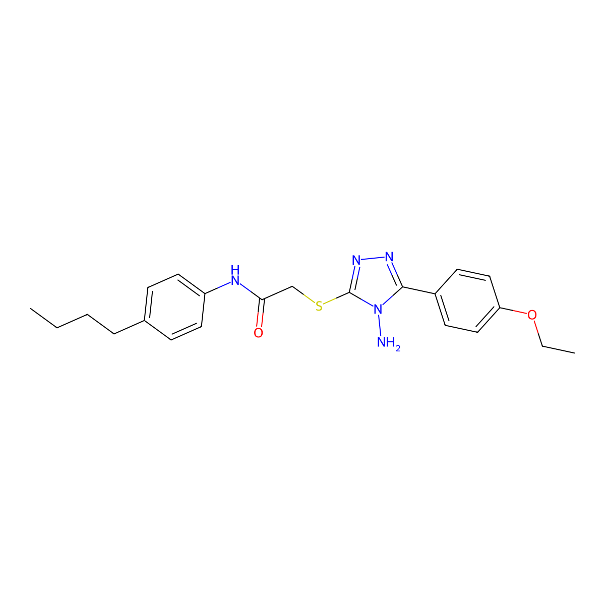 2-[4-amino-5-(4-ethoxyphenyl)(1,2,4-triazol-3-ylthio)]-N-(4-butylphenyl)acetam ide molecular structure, CAS 843628-17-1