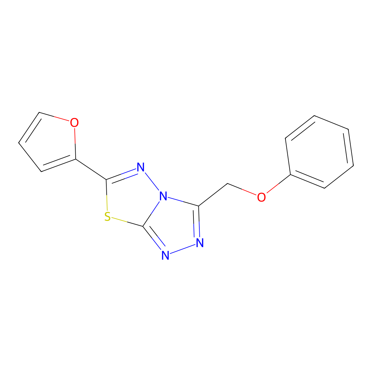 6-(Furan-2-yl)-3-(phenoxymethyl)-[1,2,4]triazolo[3,4-b][1,3,4]thiadiazole molecular structure, CAS 843628-27-3