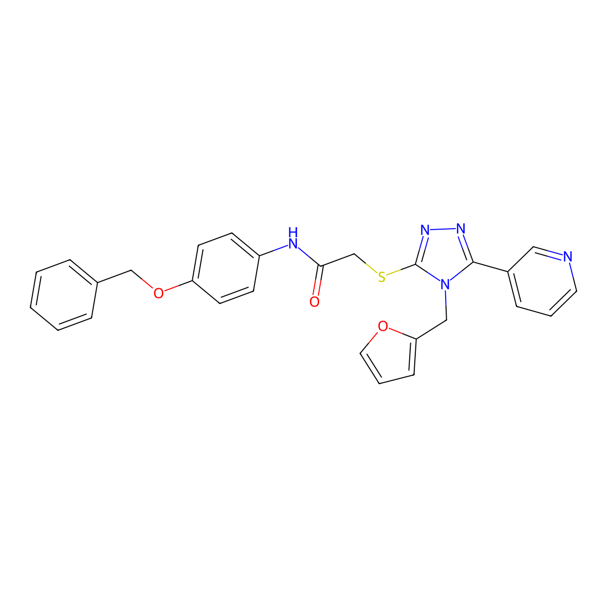 N-[4-(benzyloxy)phenyl]-2-{[4-(furan-2-ylmethyl)-5-(pyridin-3-yl)-4H-1,2,4-triazol-3-yl]sulfanyl}acetamide molecular structure, CAS 843628-36-4