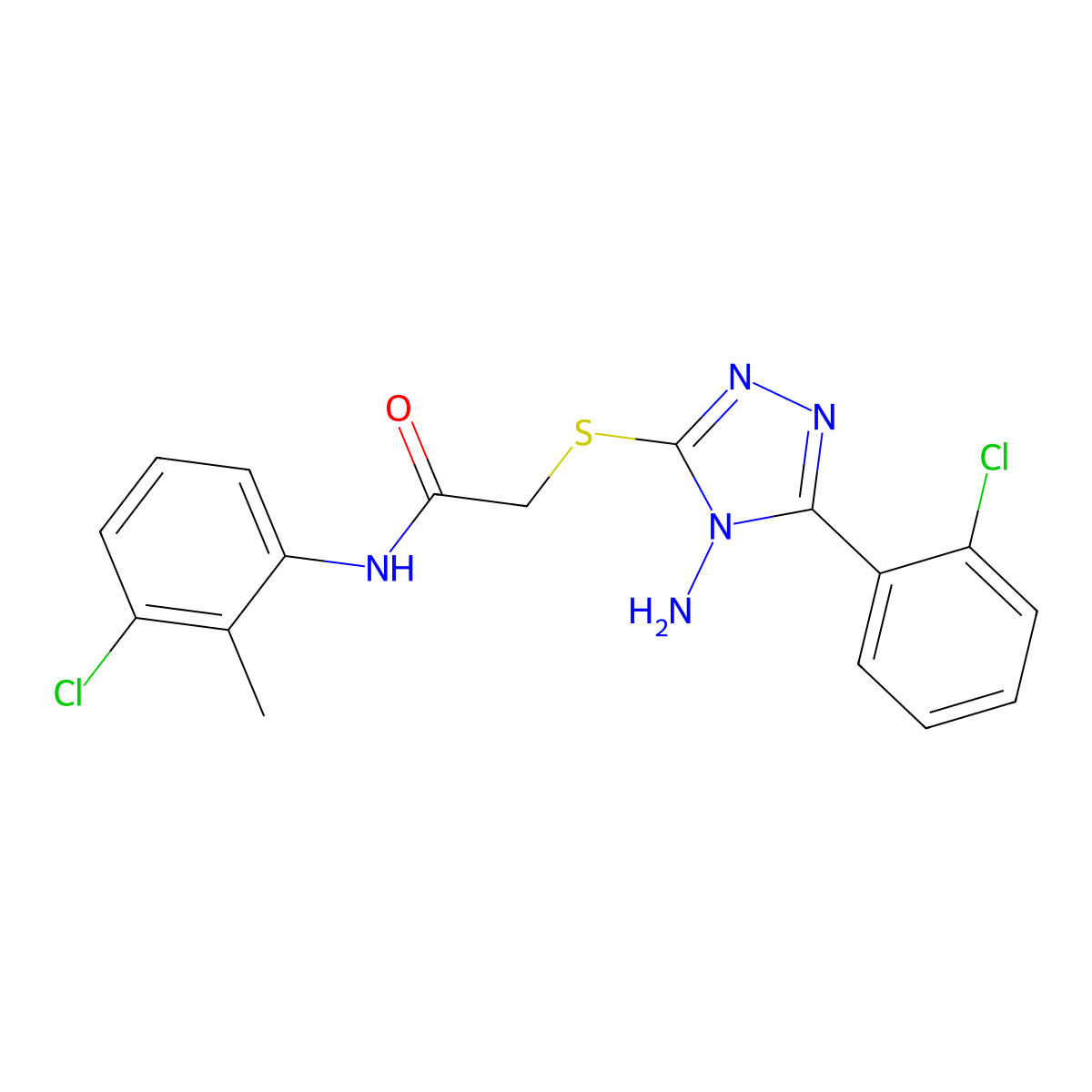 2-{[4-amino-5-(2-chlorophenyl)-4H-1,2,4-triazol-3-yl]sulfanyl}-N-(3-chloro-2-methylphenyl)acetamide molecular structure, CAS 843628-49-9