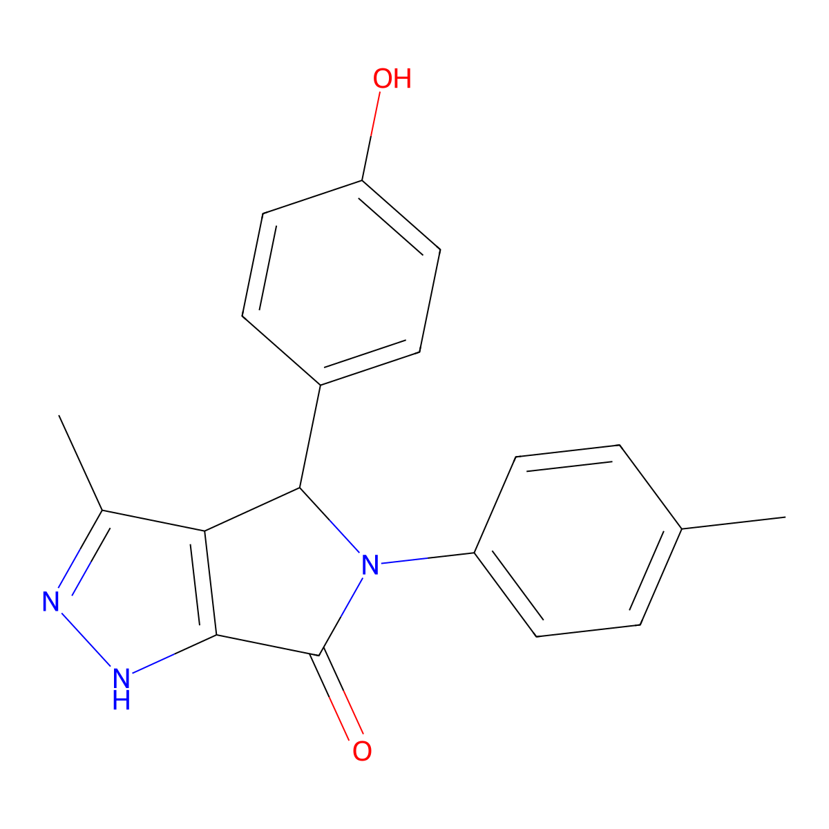 4-(4-Hydroxyphenyl)-3-methyl-5-(4-methylphenyl)-2,4-dihydropyrrolo[3,4-c]pyrazol-6-one molecular structure, CAS 843628-83-1