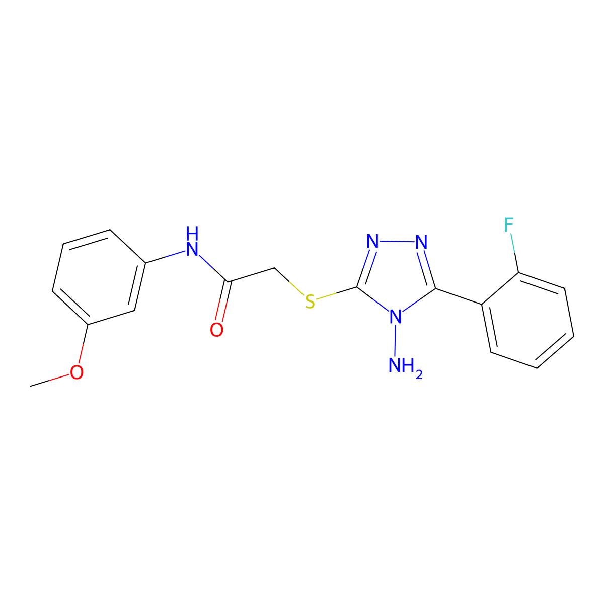 2-{[4-amino-5-(2-fluorophenyl)-4H-1,2,4-triazol-3-yl]sulfanyl}-N-(3-methoxyphenyl)acetamide molecular structure, CAS 843628-86-4