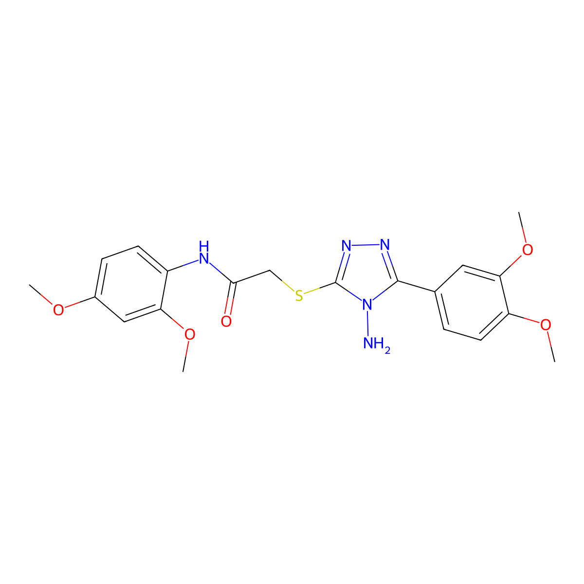 2-{[4-amino-5-(3,4-dimethoxyphenyl)-4H-1,2,4-triazol-3-yl]sulfanyl}-N-(2,4-dimethoxyphenyl)acetamide molecular structure, CAS 843628-91-1