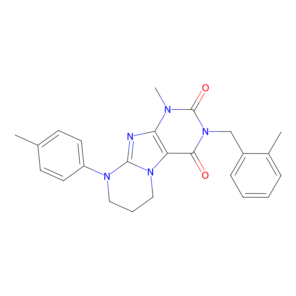 1-methyl-9-(4-methylphenyl)-3-[(2-methylphenyl)methyl]-7,8-dihydro-6H-purino[7,8-a]pyrimidine-2,4-dione molecular structure, CAS 843629-36-7
