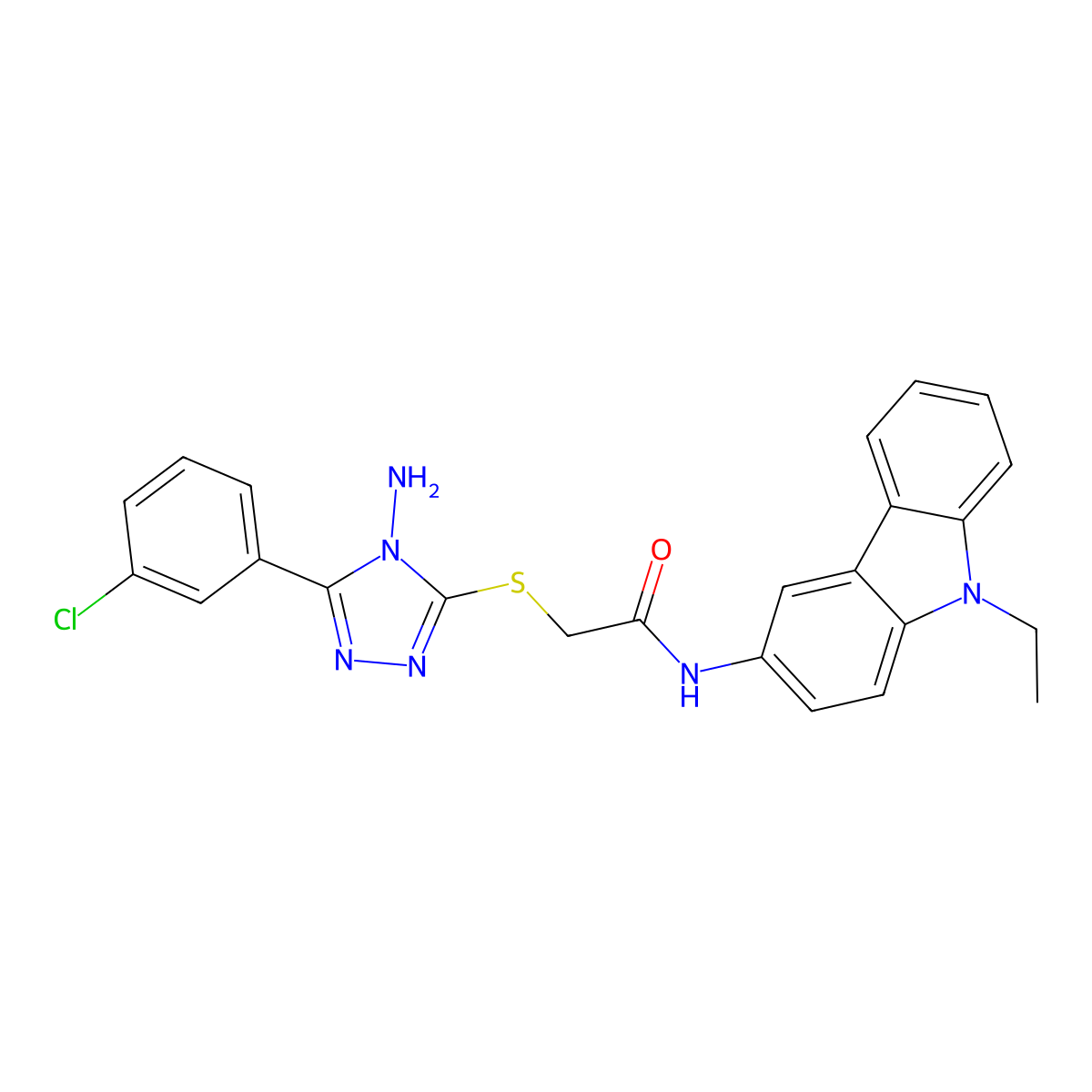 2-{[4-amino-5-(3-chlorophenyl)-4H-1,2,4-triazol-3-yl]sulfanyl}-N-(9-ethyl-9H-carbazol-3-yl)acetamide molecular structure, CAS 843629-64-1