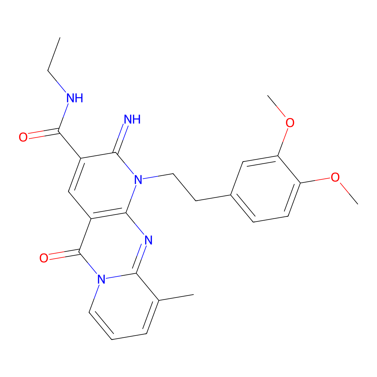 1-[2-(3,4-dimethoxyphenyl)ethyl]-N-ethyl-2-imino-10-methyl-5-oxo-1,5-dihydro-2H-dipyrido[1,2-a:2,3-d]pyrimidine-3-carboxamide molecular structure, CAS 843629-94-7