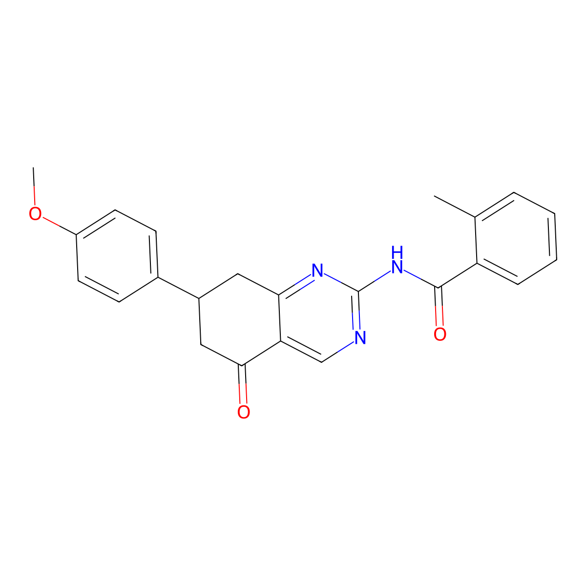 N-(7-(4-methoxyphenyl)-5-oxo-5,6,7,8-tetrahydroquinazolin-2-yl)-2-methylbenzamide molecular structure, CAS 843630-02-4