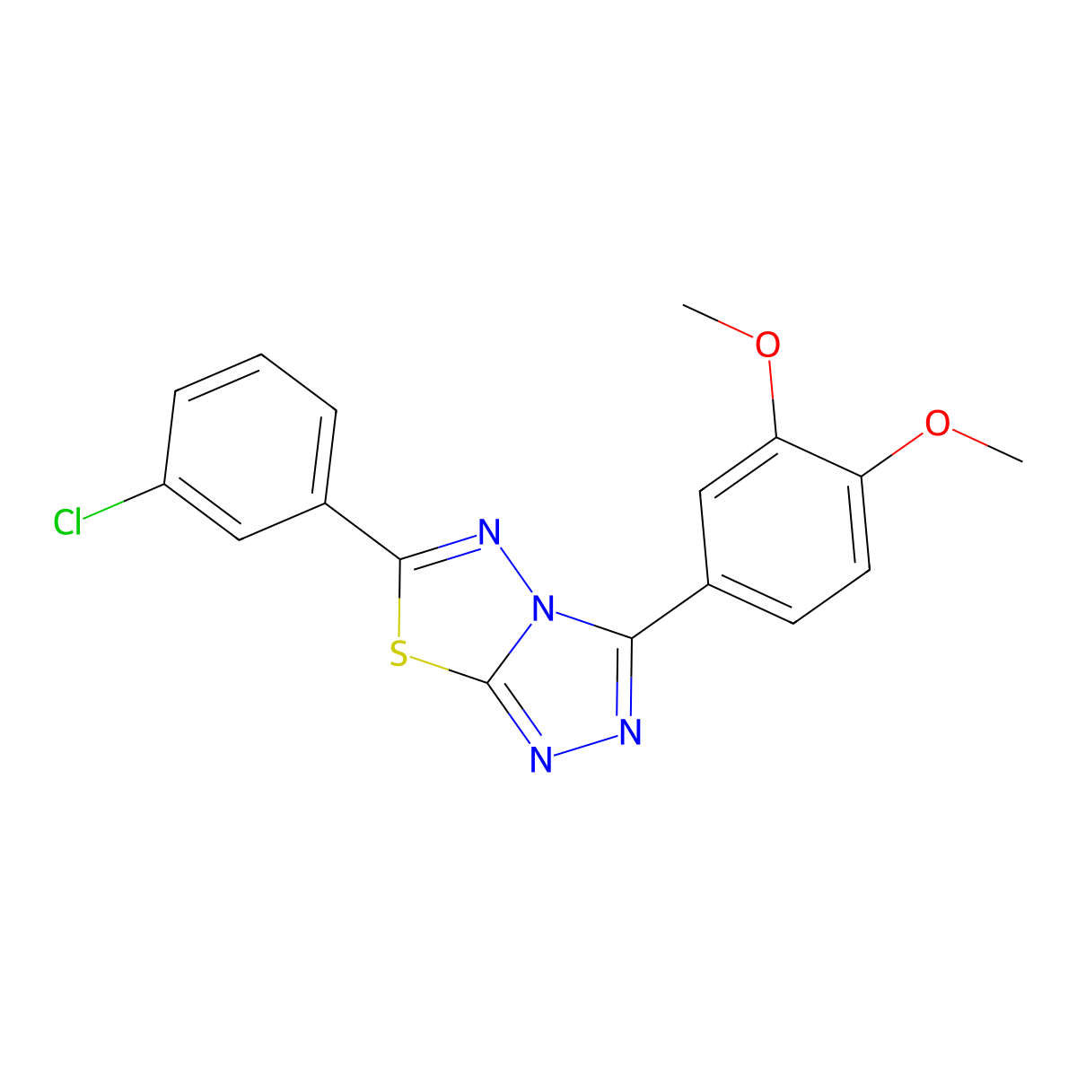 6-(3-Chlorophenyl)-3-(3,4-dimethoxyphenyl)[1,2,4]triazolo[3,4-b][1,3,4]thiadiazole molecular structure, CAS 843630-15-9
