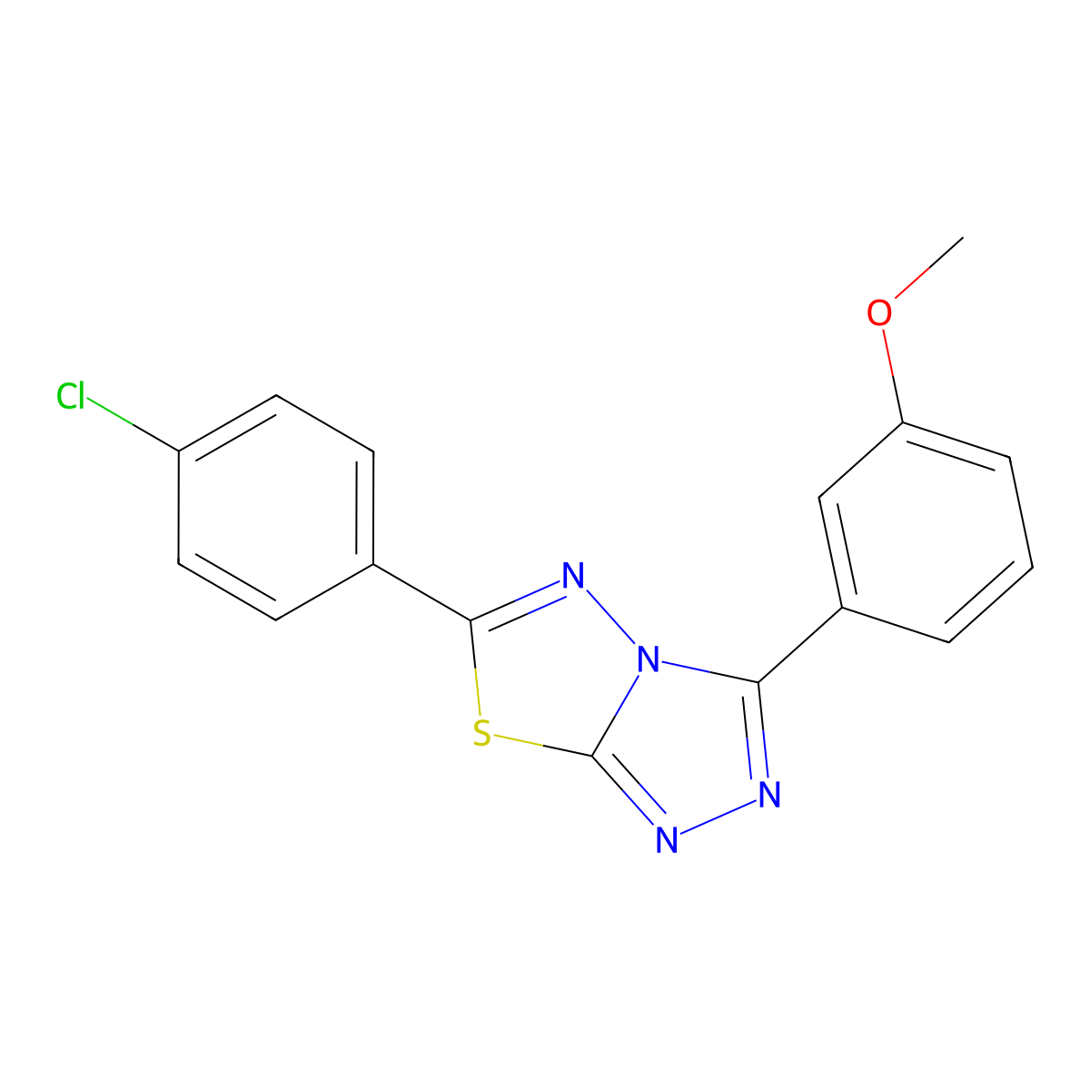 6-(4-Chlorophenyl)-3-(3-methoxyphenyl)-[1,2,4]triazolo[3,4-b][1,3,4]thiadiazole molecular structure, CAS 843630-44-4