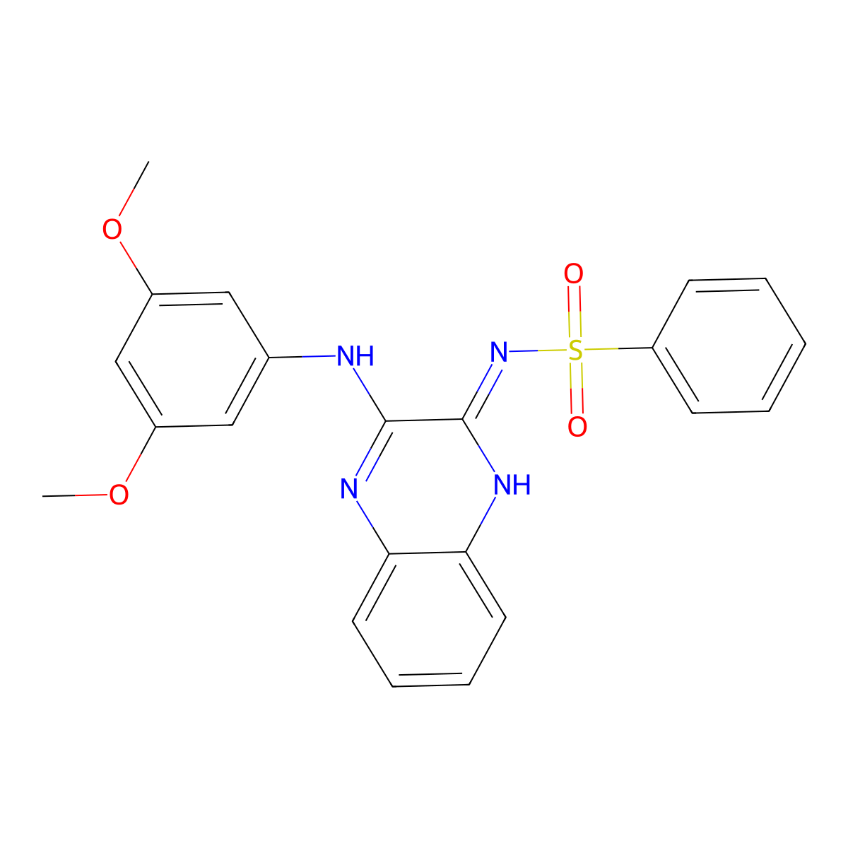 N-(3-((3,5-dimethoxyphenyl)amino)quinoxalin-2-yl)benzenesulfonamide molecular structure, CAS 843630-52-4
