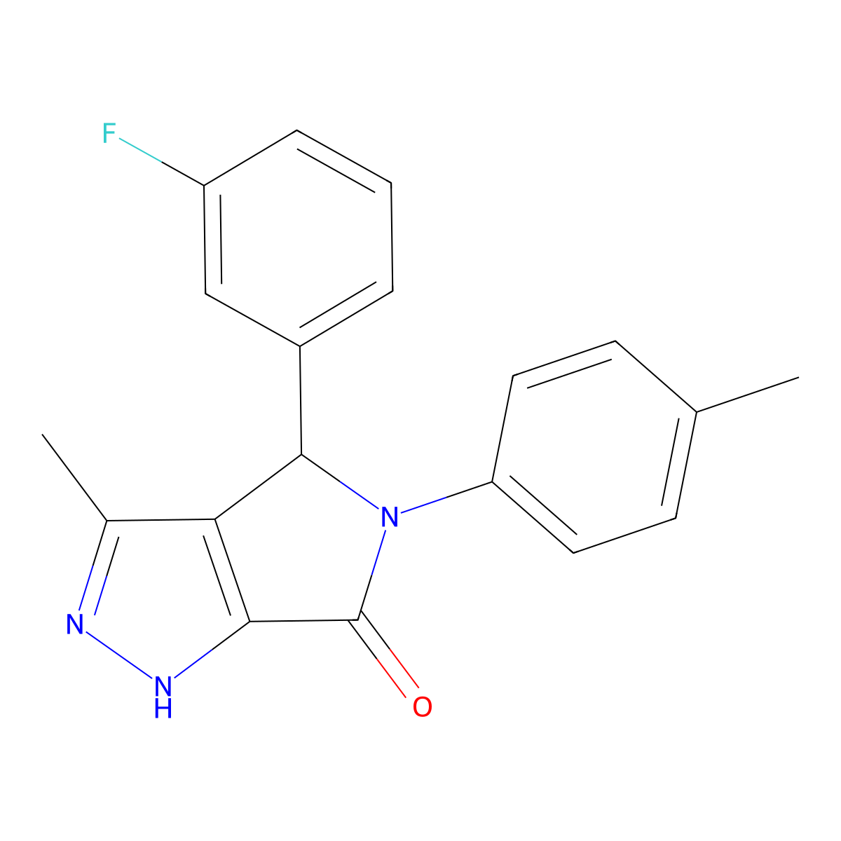 4-(3-Fluorophenyl)-3-methyl-5-(4-methylphenyl)-2,4-dihydropyrrolo[3,4-c]pyrazol-6-one molecular structure, CAS 843630-58-0