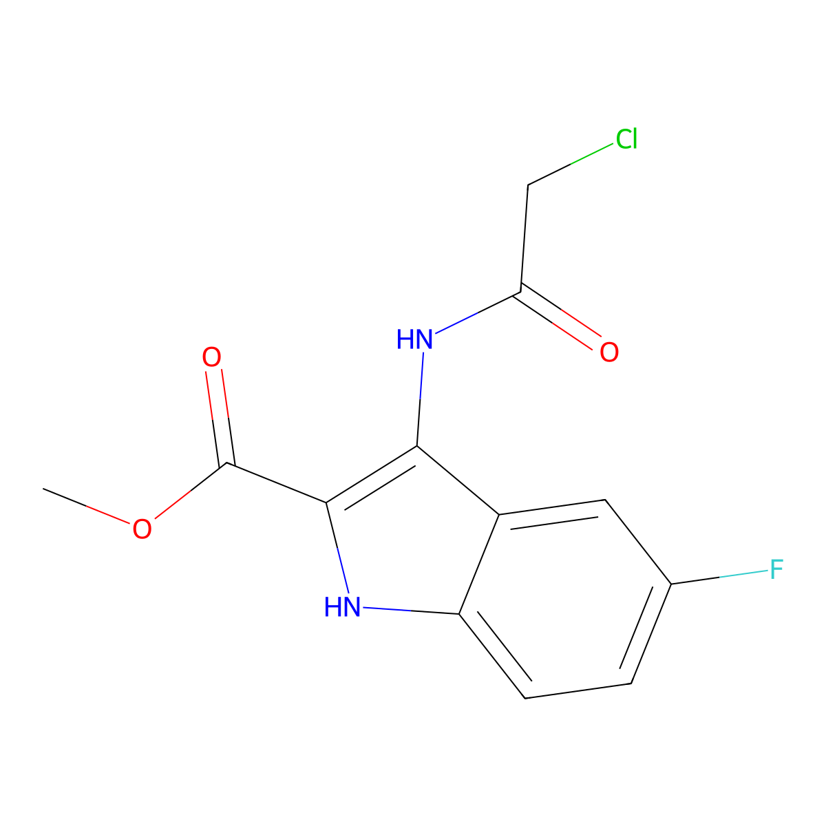 methyl 3-(2-chloroacetamido)-5-fluoro-1H-indole-2-carboxylate molecular structure, CAS 843631-16-3