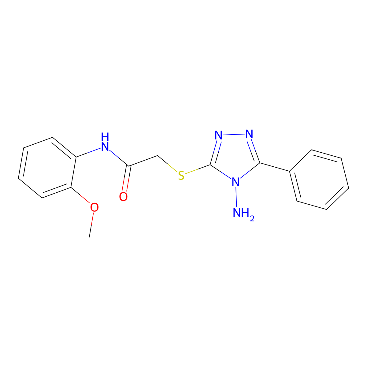 2-[(4-amino-5-phenyl-4H-1,2,4-triazol-3-yl)sulfanyl]-N-(2-methoxyphenyl)acetamide molecular structure, CAS 843631-53-8