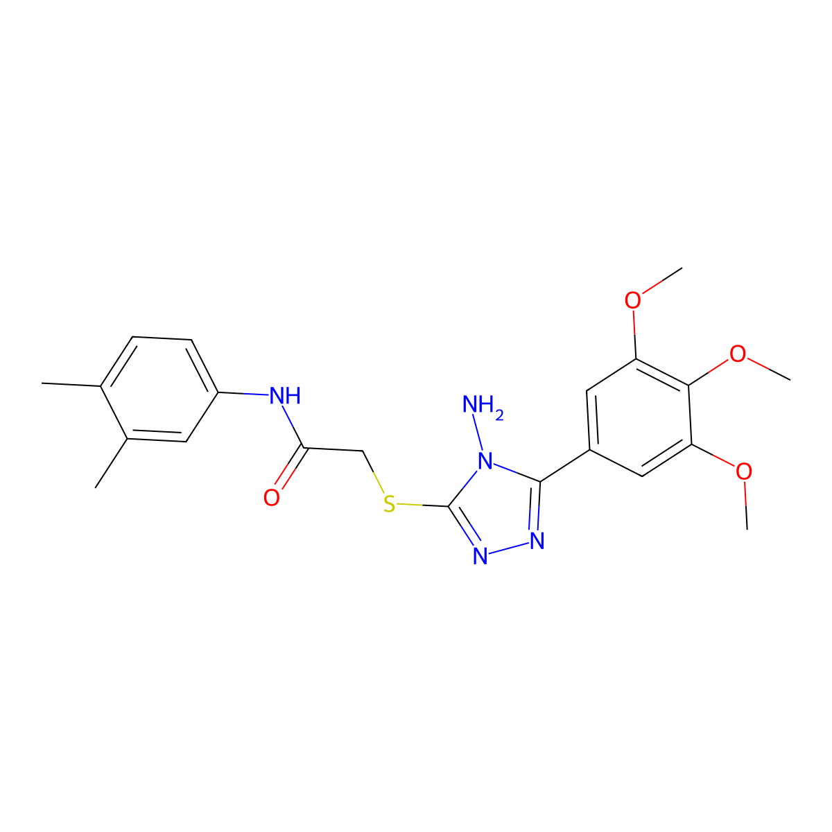 2-[4-amino-5-(3,4,5-trimethoxyphenyl)(1,2,4-triazol-3-ylthio)]-N-(3,4-dimethyl phenyl)acetamide molecular structure, CAS 843631-96-9
