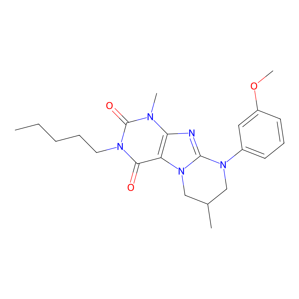 9-(3-methoxyphenyl)-1,7-dimethyl-3-pentyl-7,8-dihydro-6H-purino[7,8-a]pyrimidine-2,4-dione molecular structure, CAS 843632-07-5