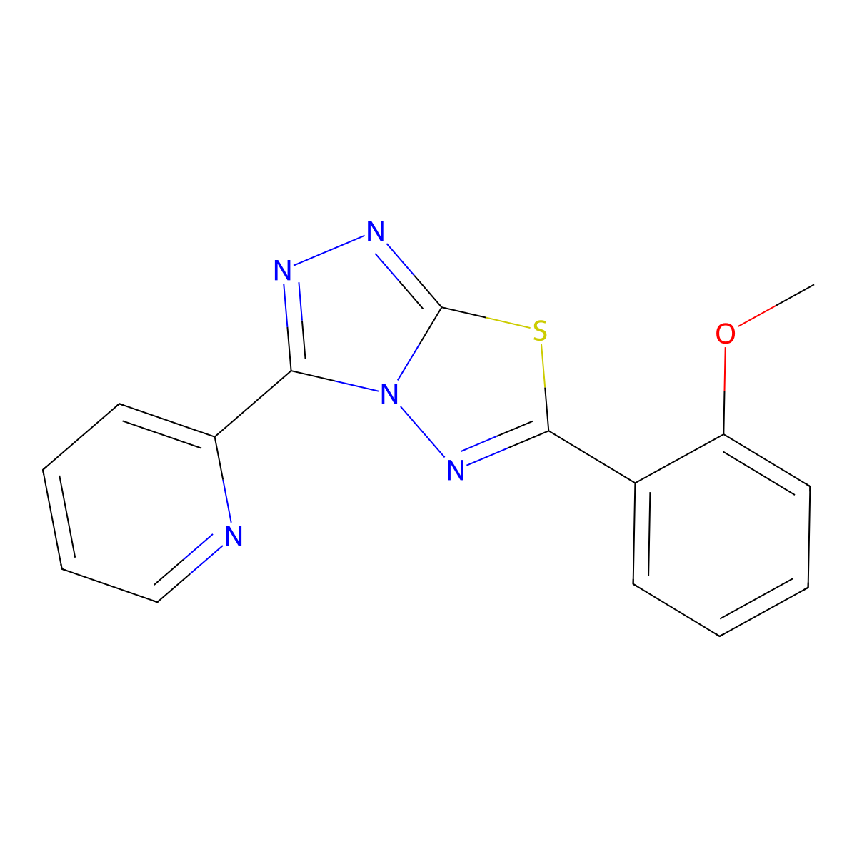 6-(2-Methoxyphenyl)-3-pyridin-2-yl-[1,2,4]triazolo[3,4-b][1,3,4]thiadiazole molecular structure, CAS 843632-44-0