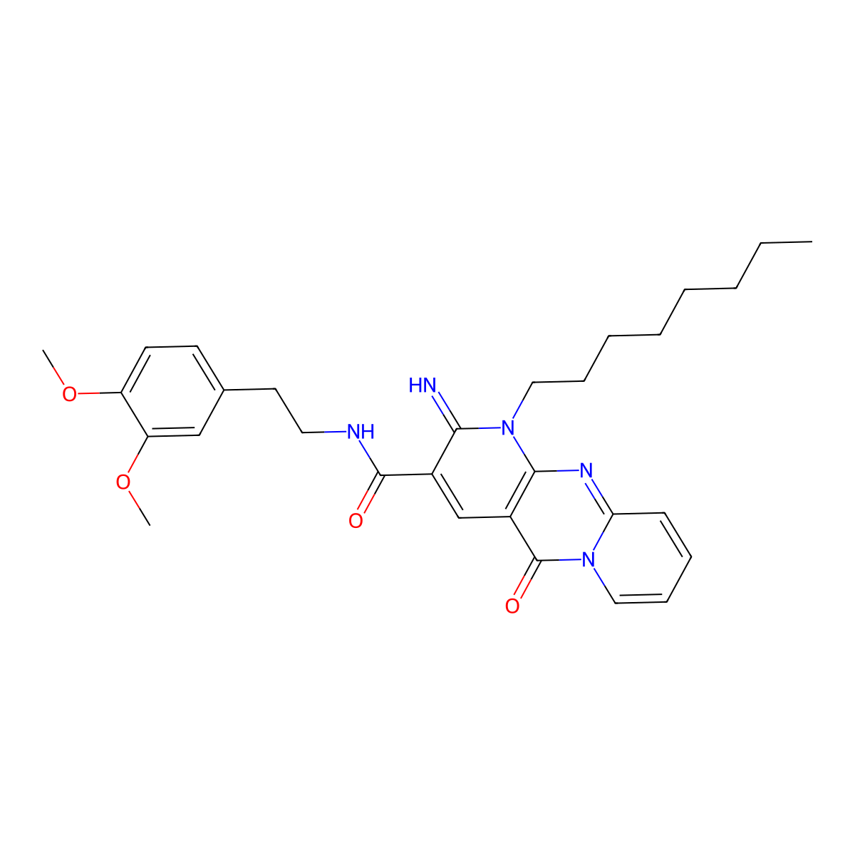 N-[2-(3,4-dimethoxyphenyl)ethyl]-2-imino-1-octyl-5-oxo-1,5-dihydro-2H-dipyrido[1,2-a:2',3'-d]pyrimidine-3-carboxamide molecular structure, CAS 843632-71-3