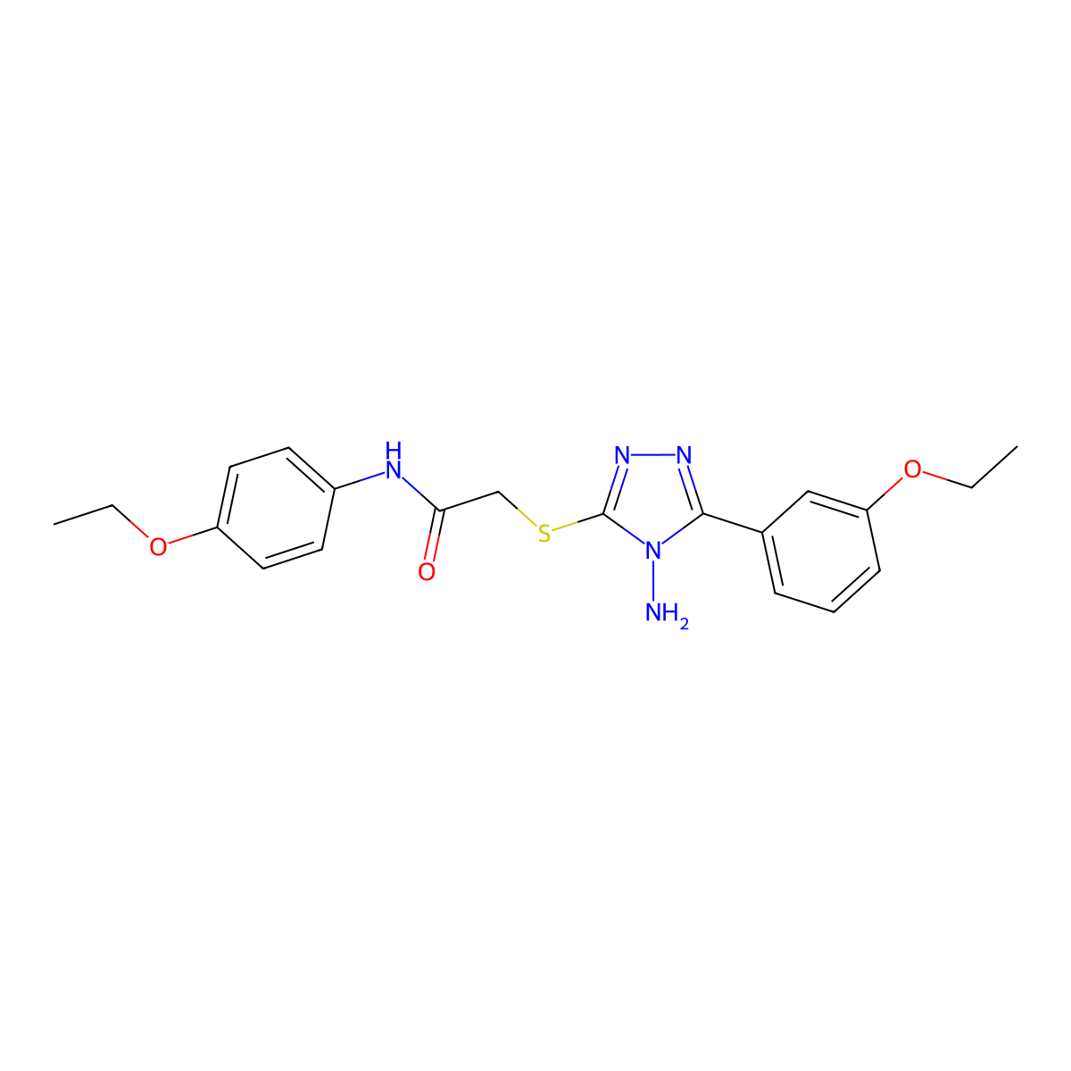 2-[4-amino-5-(3-ethoxyphenyl)(1,2,4-triazol-3-ylthio)]-N-(4-ethoxyphenyl)aceta mide molecular structure, CAS 843632-85-9