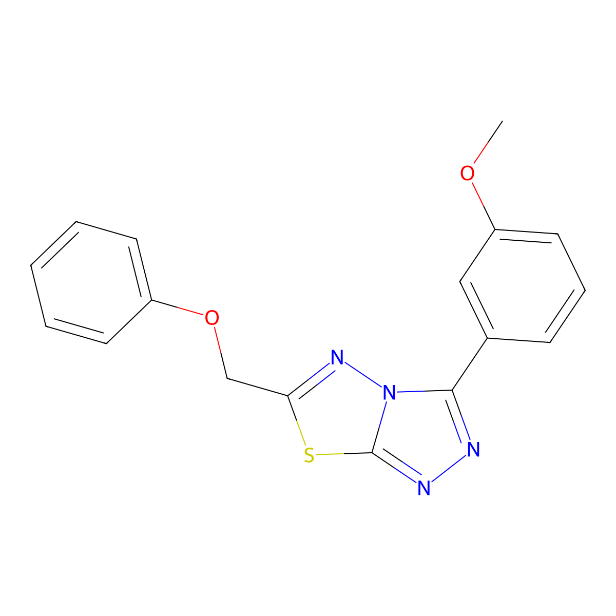 3-(3-Methoxyphenyl)-6-(phenoxymethyl)[1,2,4]triazolo[3,4-b][1,3,4]thiadiazole molecular structure, CAS 843632-88-2