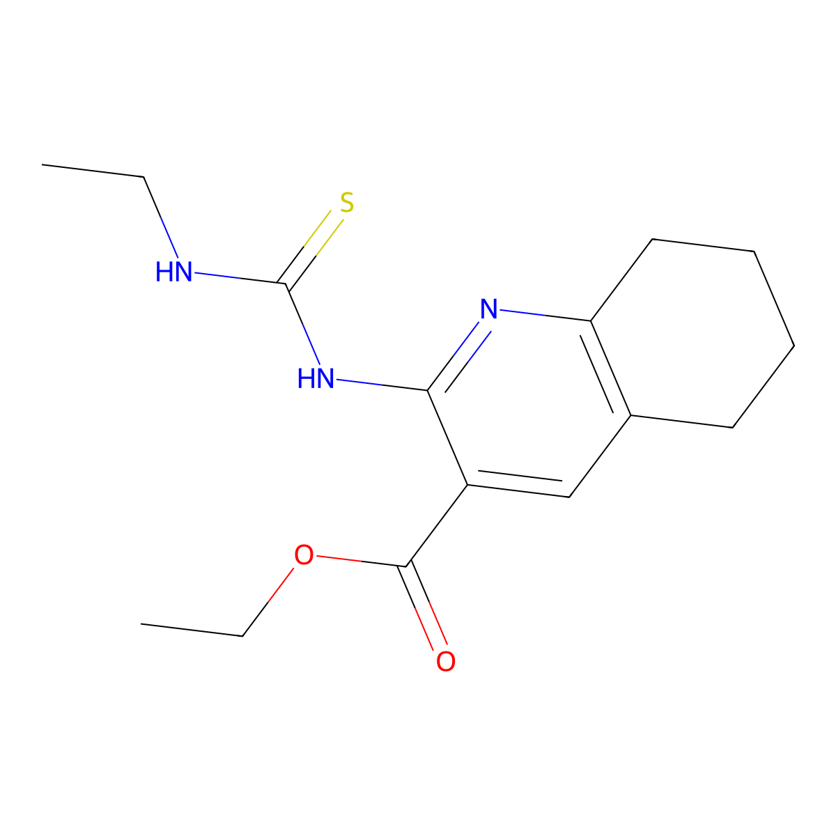 Ethyl 2-(ethylcarbamothioylamino)-5,6,7,8-tetrahydroquinoline-3-carboxylate molecular structure, CAS 843633-44-3