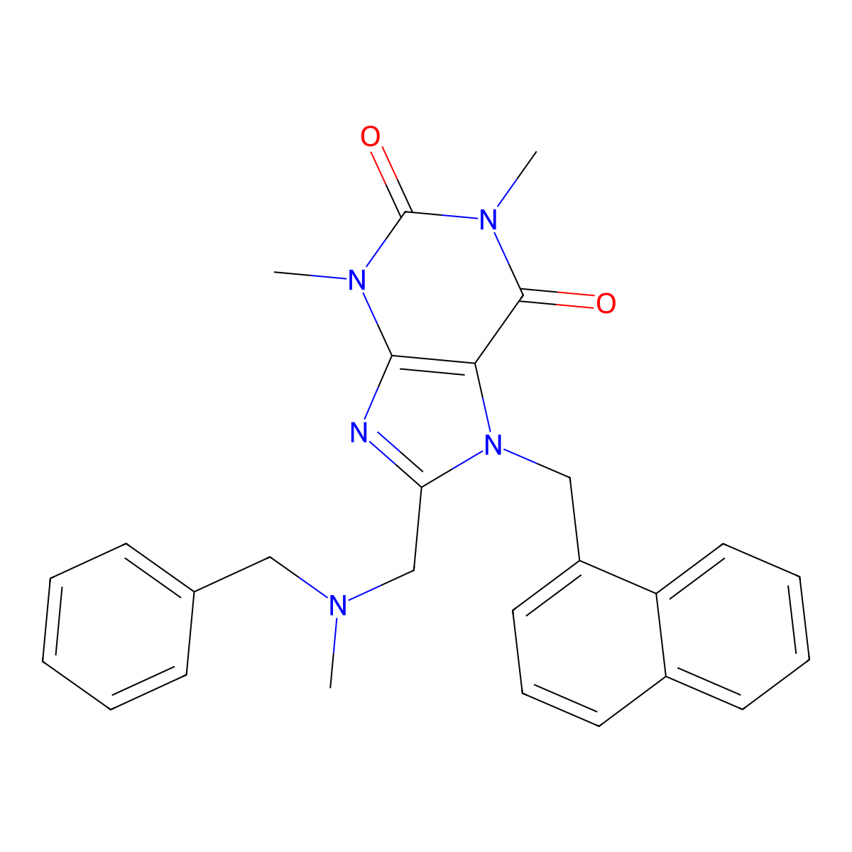 8-{[benzyl(methyl)amino]methyl}-1,3-dimethyl-7-[(naphthalen-1-yl)methyl]-2,3,6,7-tetrahydro-1H-purine-2,6-dione molecular structure, CAS 843633-55-6