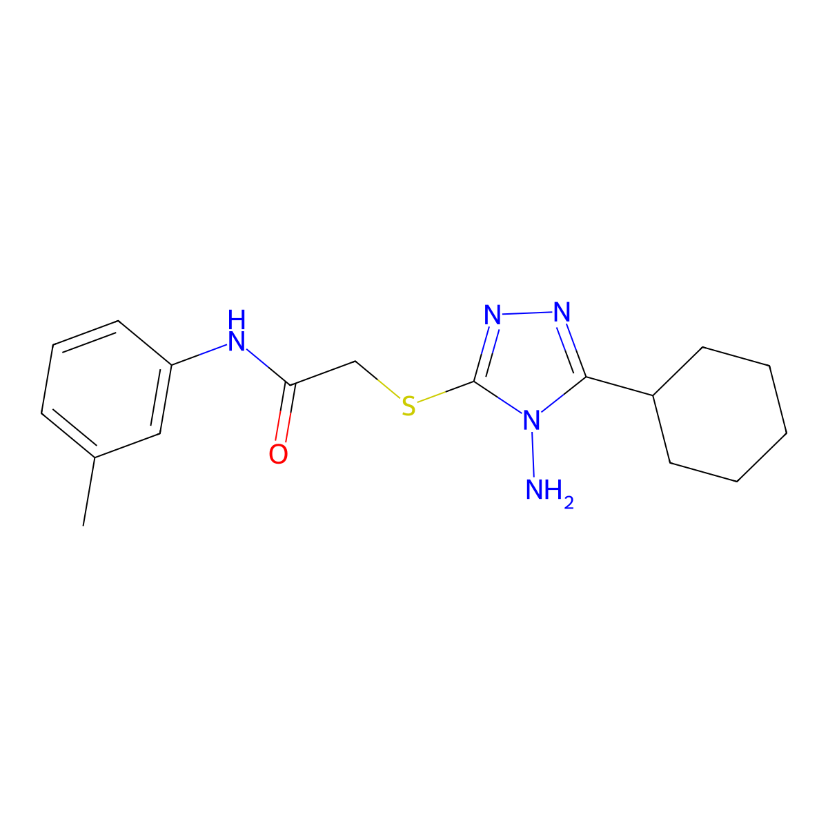 2-((4-amino-5-cyclohexyl-4H-1,2,4-triazol-3-yl)thio)-N-(m-tolyl)acetamide molecular structure, CAS 843633-88-5