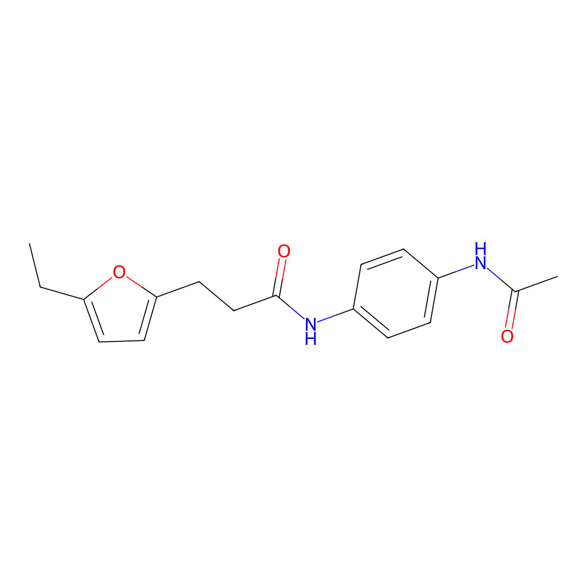 N-(4-acetamidophenyl)-3-(5-ethylfuran-2-yl)propanamide molecular structure, CAS 843633-90-9