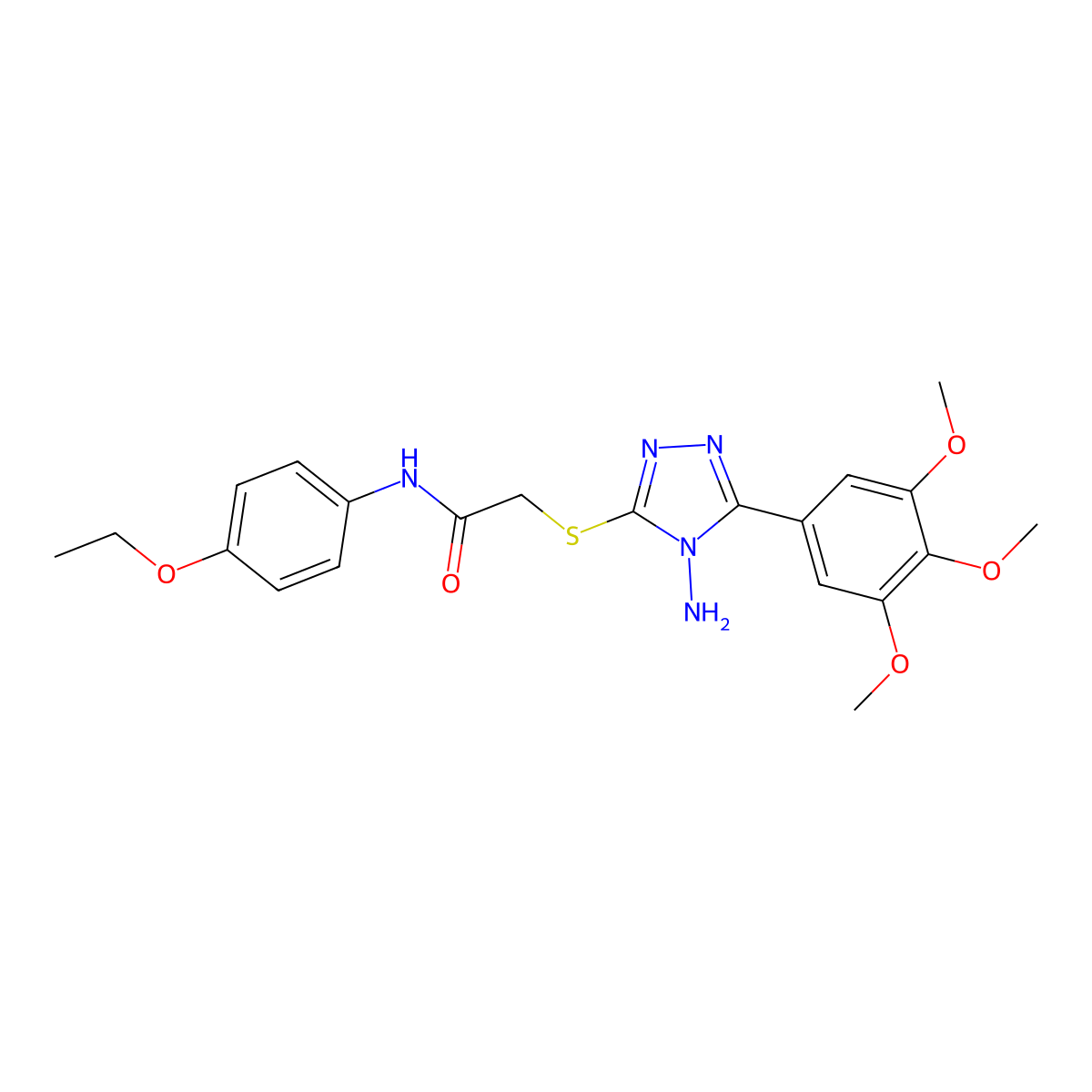 2-[4-amino-5-(3,4,5-trimethoxyphenyl)(1,2,4-triazol-3-ylthio)]-N-(4-ethoxyphen yl)acetamide molecular structure, CAS 843634-28-6