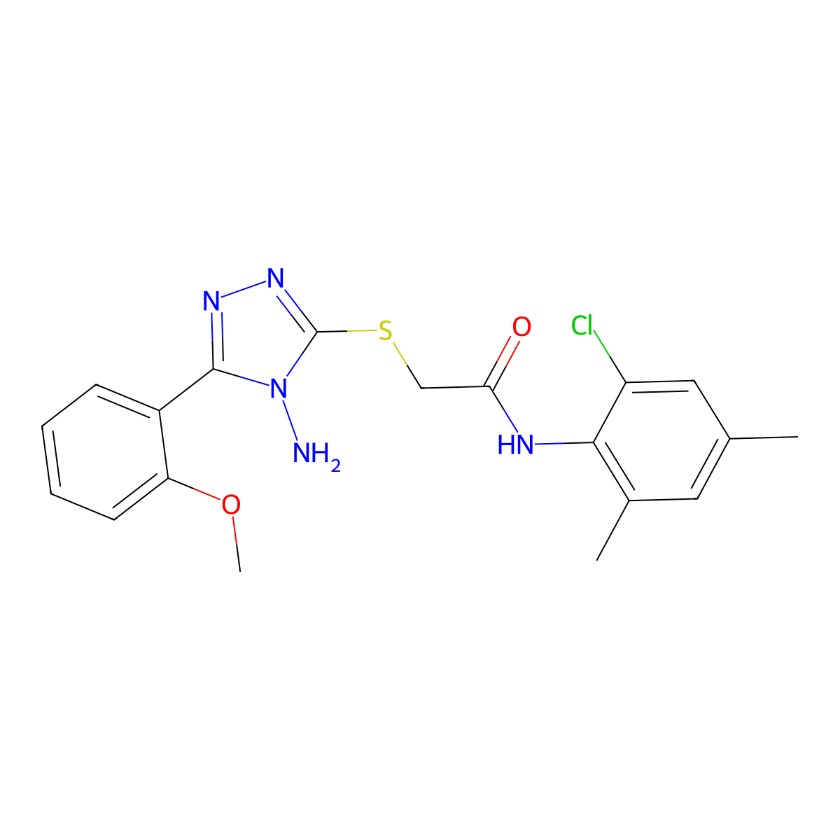 2-[4-amino-5-(2-methoxyphenyl)(1,2,4-triazol-3-ylthio)]-N-(2-chloro-4,6-dimeth ylphenyl)acetamide molecular structure, CAS 843634-35-5