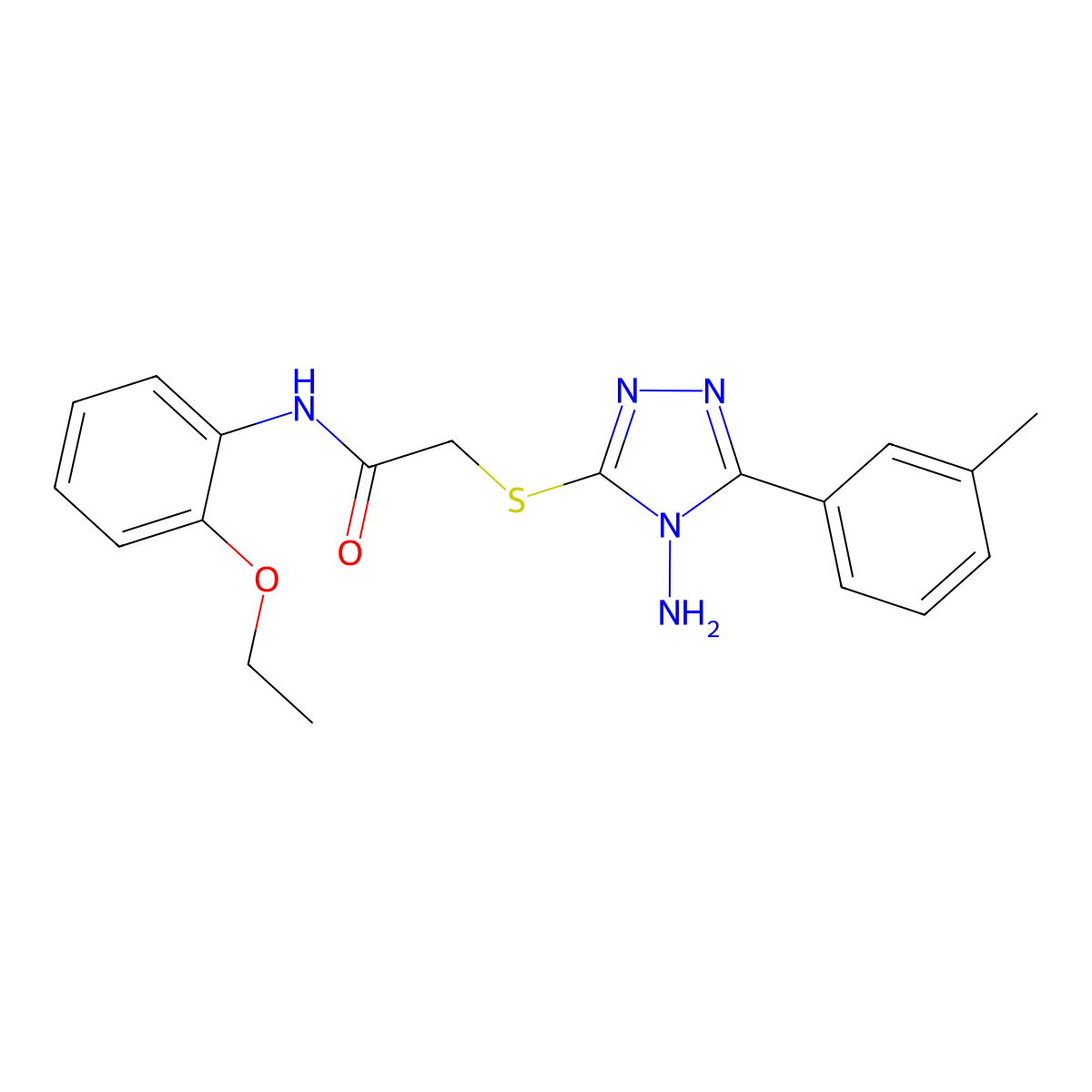2-((4-amino-5-(m-tolyl)-4H-1,2,4-triazol-3-yl)thio)-N-(2-ethoxyphenyl)acetamide molecular structure, CAS 843634-48-0