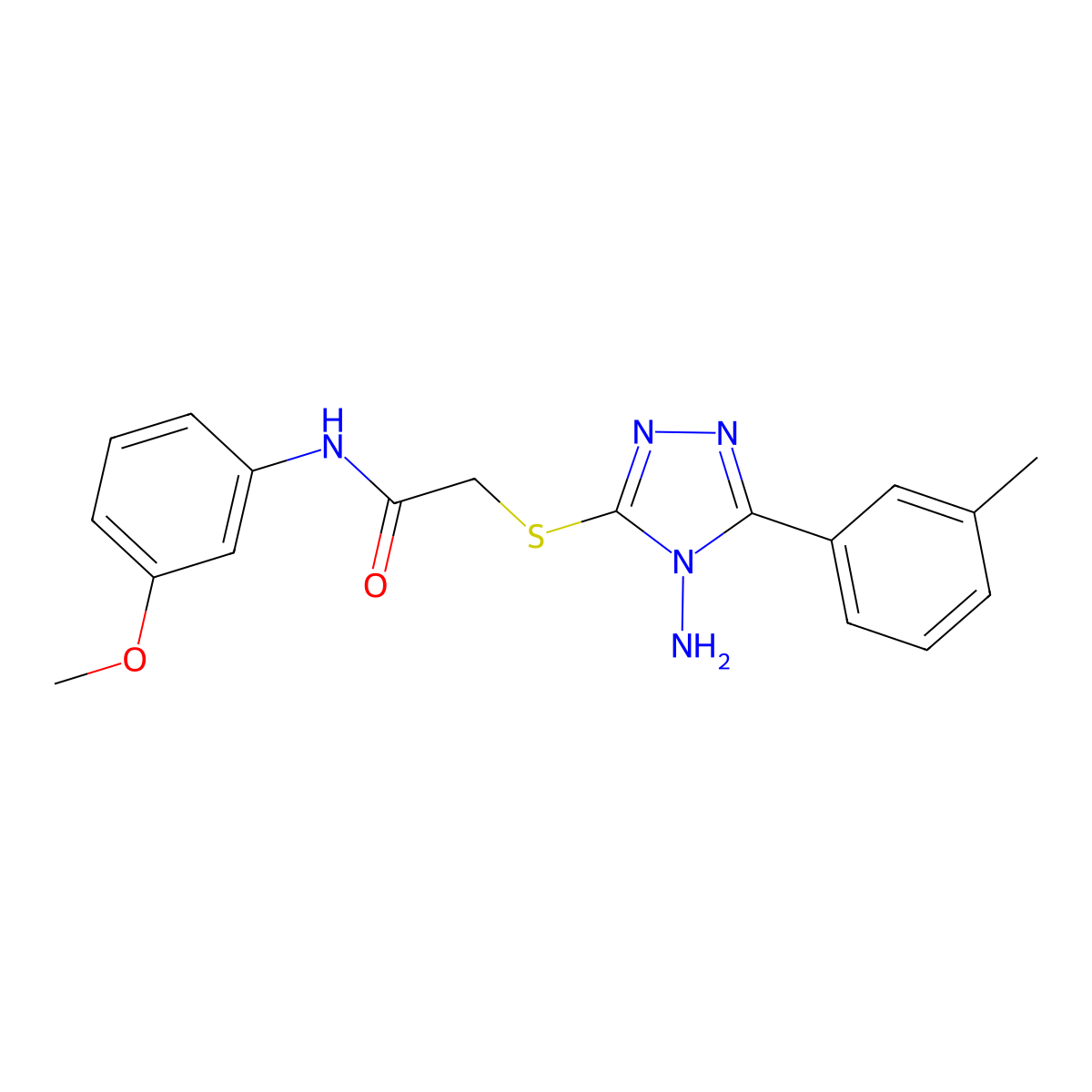2-((4-amino-5-(m-tolyl)-4H-1,2,4-triazol-3-yl)thio)-N-(3-methoxyphenyl)acetamide molecular structure, CAS 843635-01-8