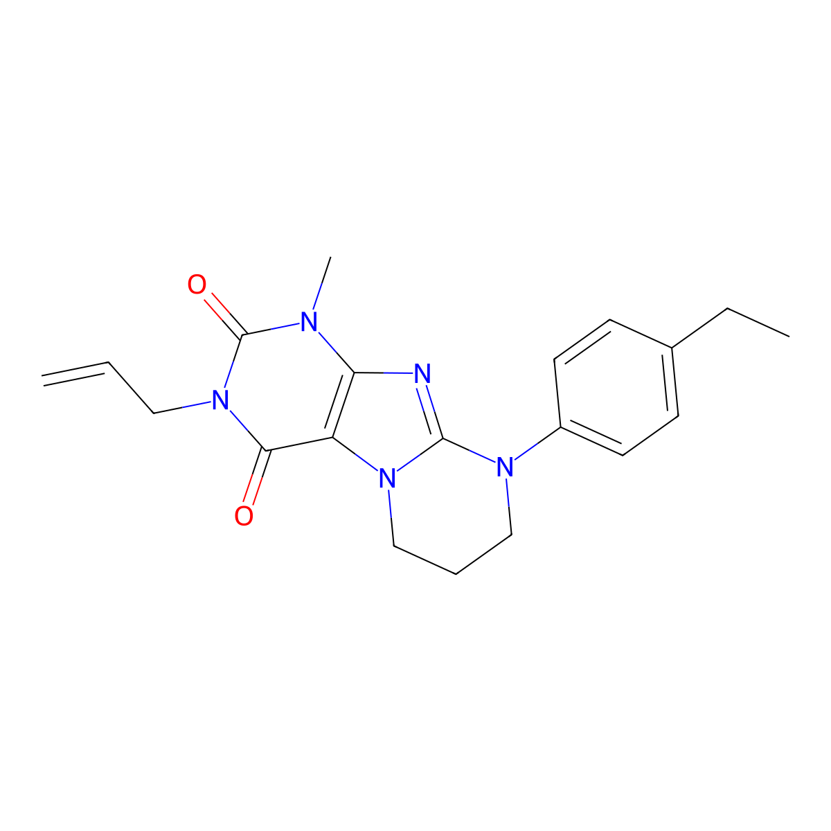 9-(4-ethylphenyl)-1-methyl-3-prop-2-enyl-7,8-dihydro-6H-purino[7,8-a]pyrimidine-2,4-dione molecular structure, CAS 843635-35-8