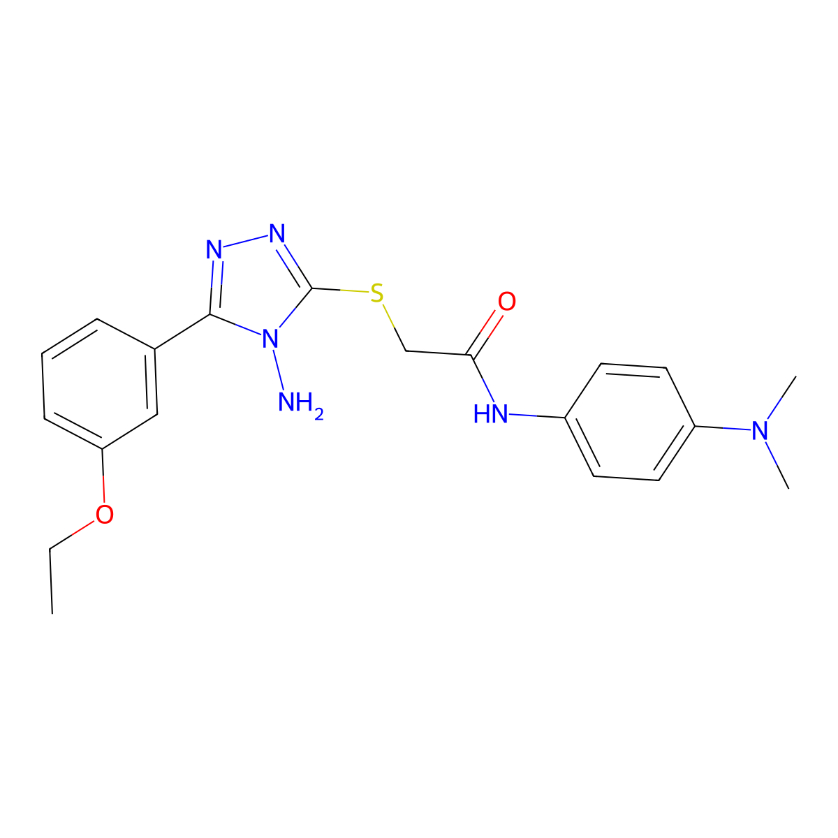 2-[4-amino-5-(3-ethoxyphenyl)(1,2,4-triazol-3-ylthio)]-N-[4-(dimethylamino)phe nyl]acetamide molecular structure, CAS 843635-41-6