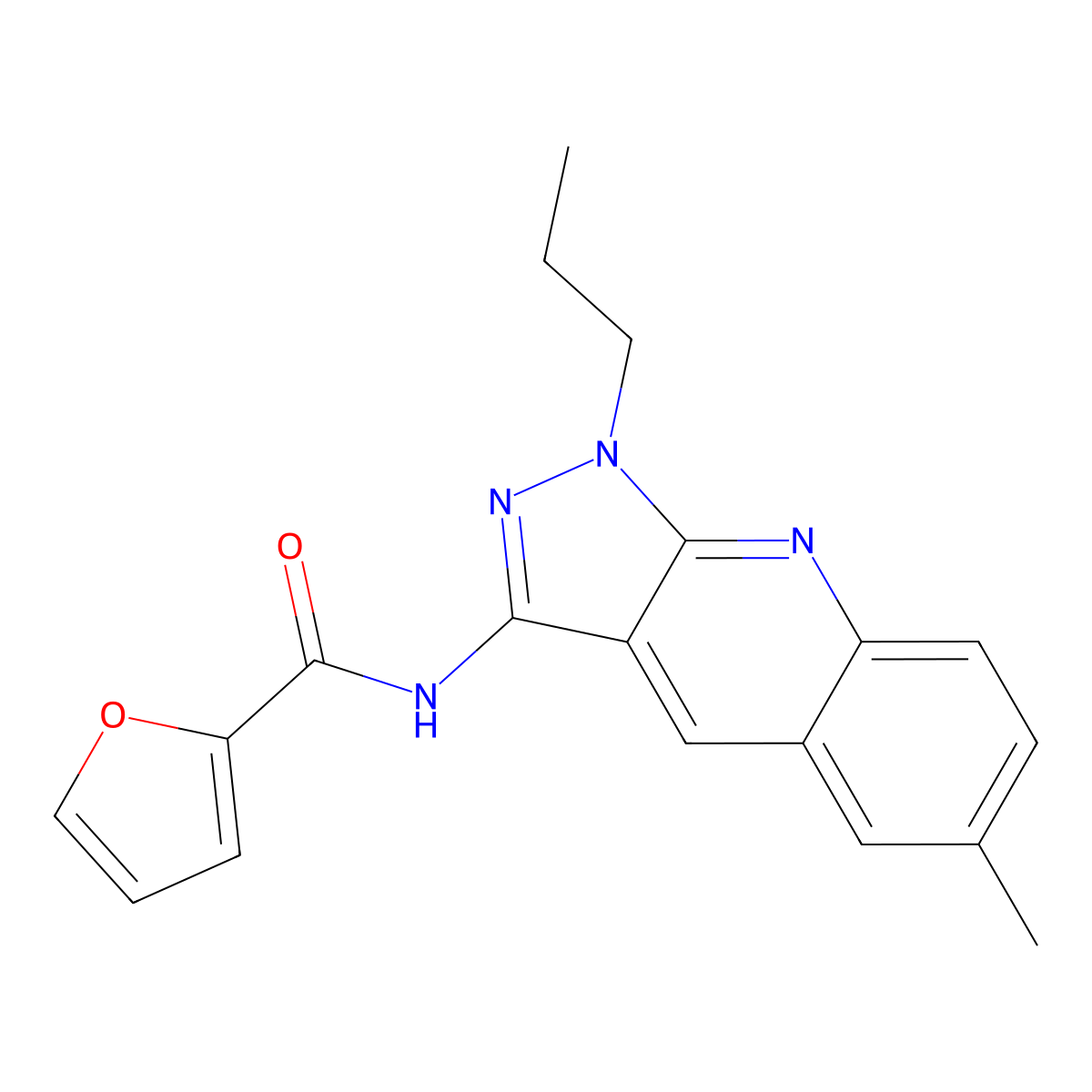 N-(6-methyl-1-propylpyrazolo[3,4-b]quinolin-3-yl)furan-2-carboxamide molecular structure, CAS 843635-42-7