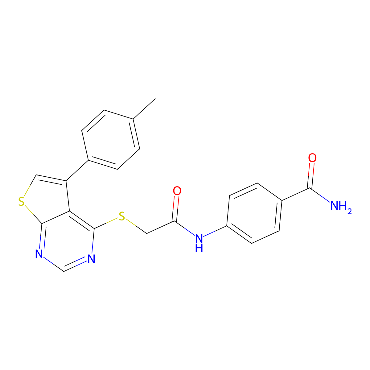 4-[({[5-(4-Methylphenyl)thieno[2,3-d]pyrimidin-4-yl]sulfanyl}acetyl)amino]benzamide molecular structure, CAS 843635-54-1
