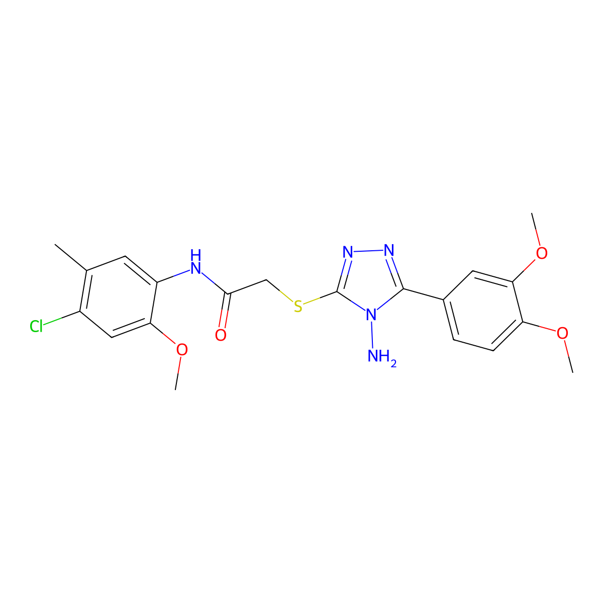 2-[4-amino-5-(3,4-dimethoxyphenyl)(1,2,4-triazol-3-ylthio)]-N-(4-chloro-2-meth oxy-5-methylphenyl)acetamide molecular structure, CAS 843636-01-1