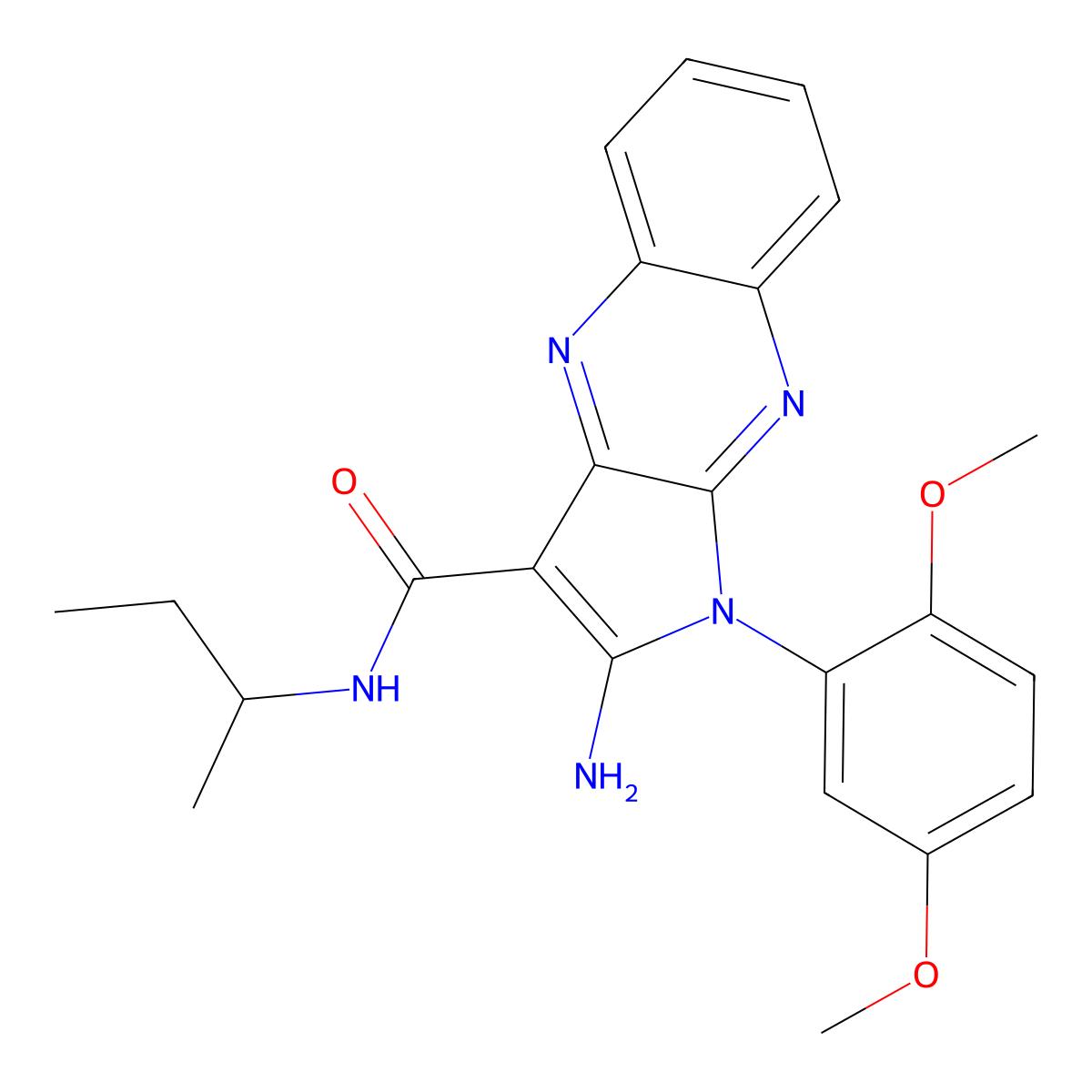 2-amino-N-butan-2-yl-1-(2,5-dimethoxyphenyl)pyrrolo[3,2-b]quinoxaline-3-carboxamide molecular structure, CAS 843636-31-7