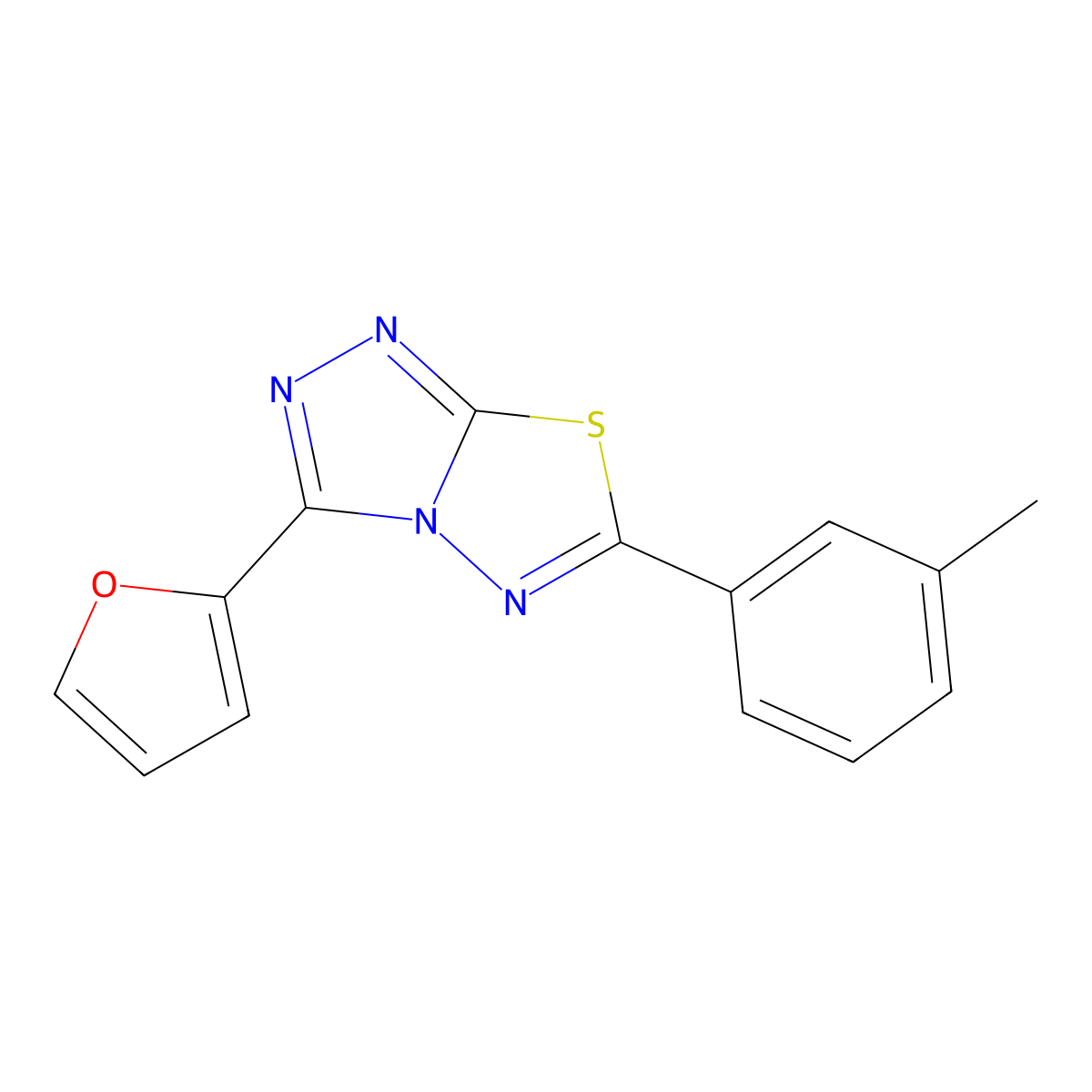 3-(Furan-2-yl)-6-(3-methylphenyl)-[1,2,4]triazolo[3,4-b][1,3,4]thiadiazole molecular structure, CAS 843636-60-2