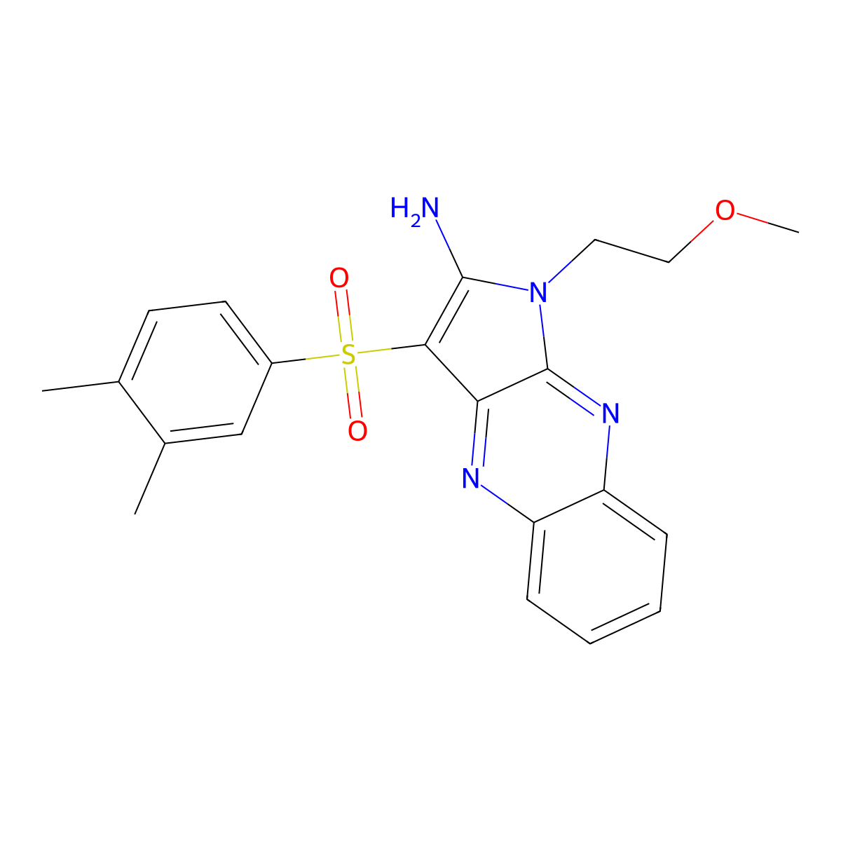 3-((3,4-dimethylphenyl)sulfonyl)-1-(2-methoxyethyl)-1H-pyrrolo[2,3-b]quinoxalin-2-amine molecular structure, CAS 843636-70-4