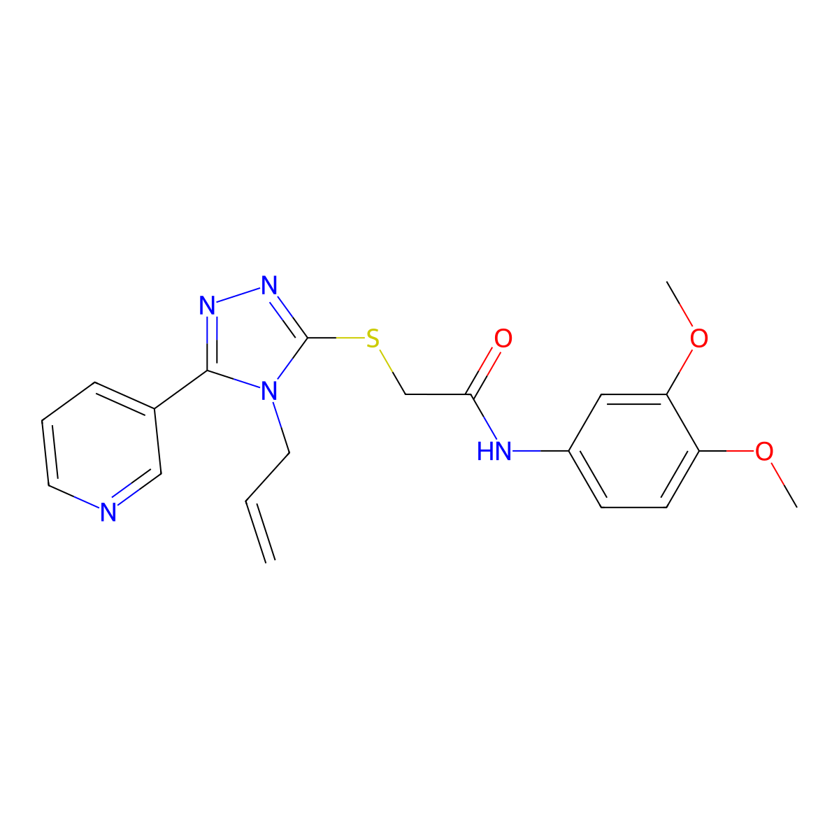 N-(3,4-dimethoxyphenyl)-2-{[4-(prop-2-en-1-yl)-5-(pyridin-3-yl)-4H-1,2,4-triazol-3-yl]sulfanyl}acetamide molecular structure, CAS 843637-22-9