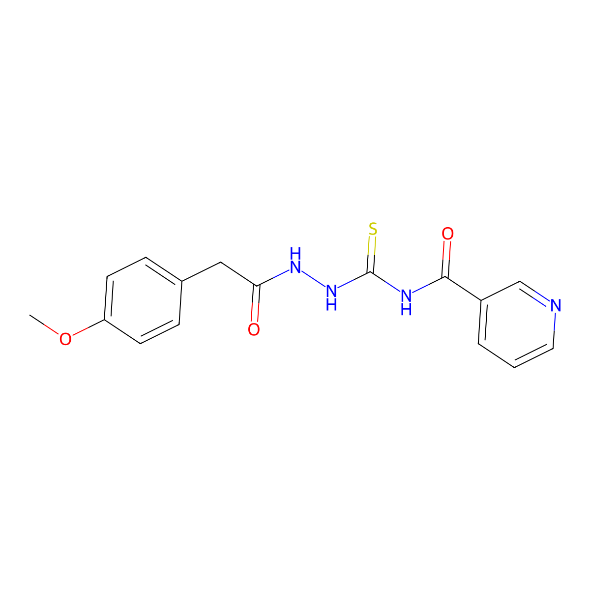 N-[[[2-(4-methoxyphenyl)acetyl]amino]carbamothioyl]pyridine-3-carboxamide molecular structure, CAS 843637-37-6