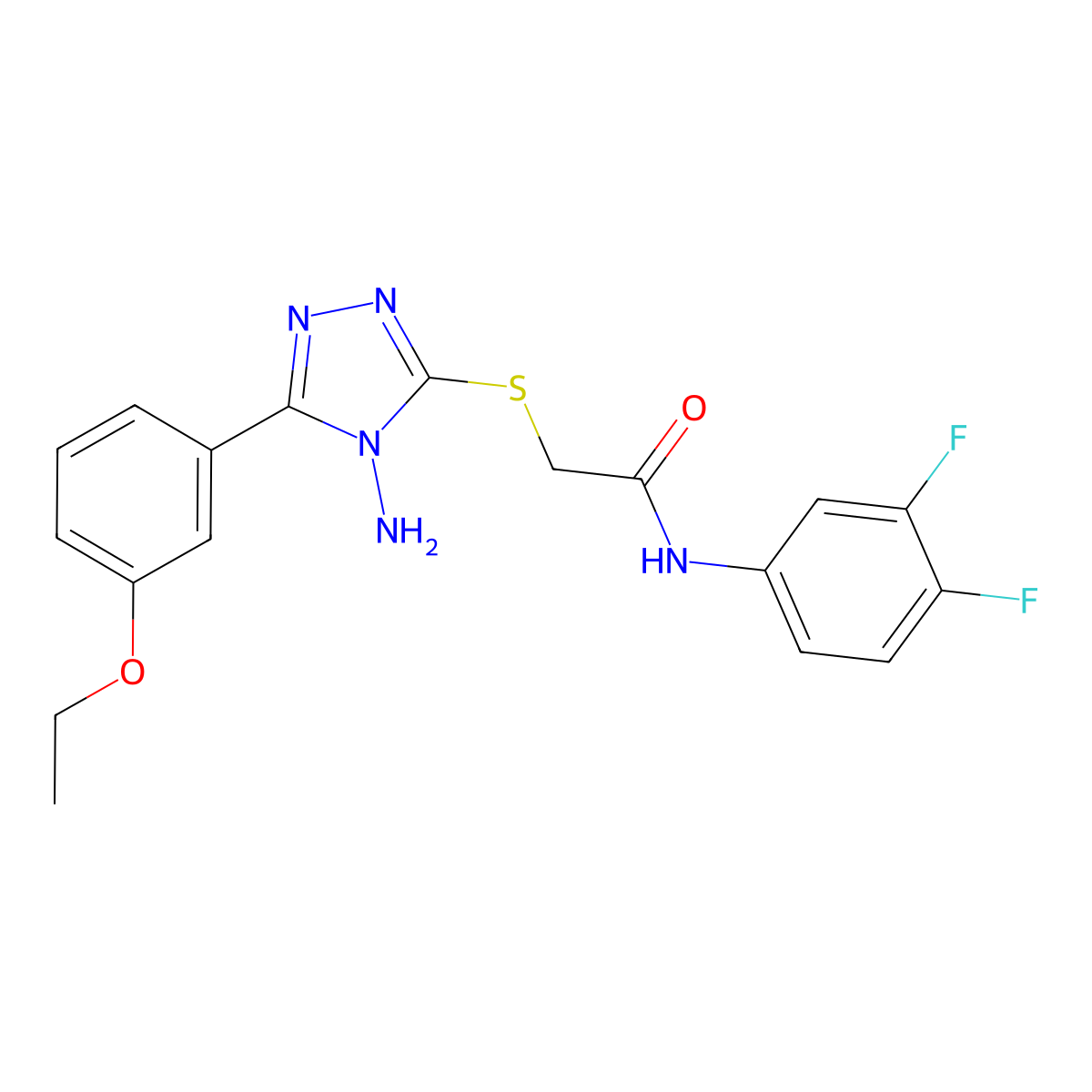 2-[4-amino-5-(3-ethoxyphenyl)(1,2,4-triazol-3-ylthio)]-N-(3,4-difluorophenyl)a cetamide molecular structure, CAS 843637-84-3