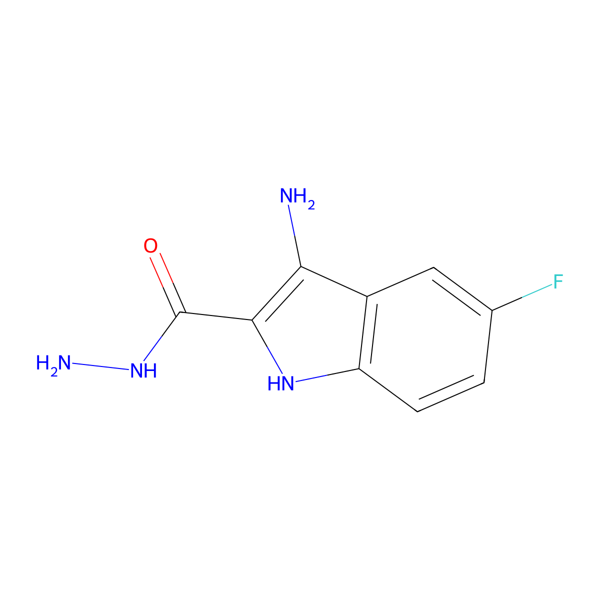 3-amino-5-fluoro-1H-indole-2-carbohydrazide molecular structure, CAS 843638-43-7