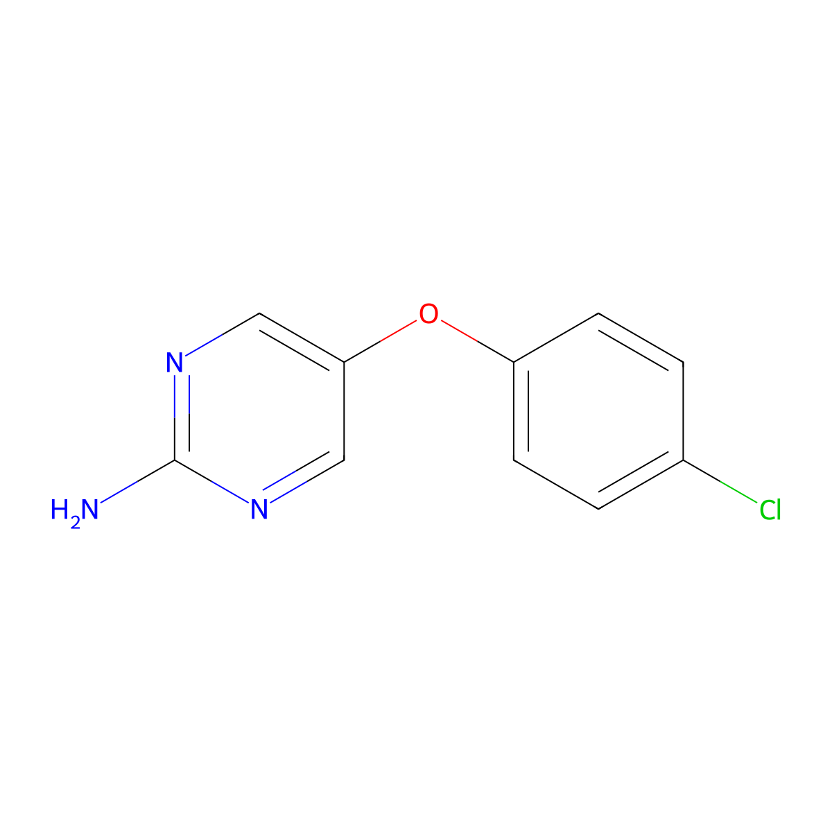 5-(4-Chlorophenoxy)pyrimidin-2-amine molecular structure, CAS 843642-80-8