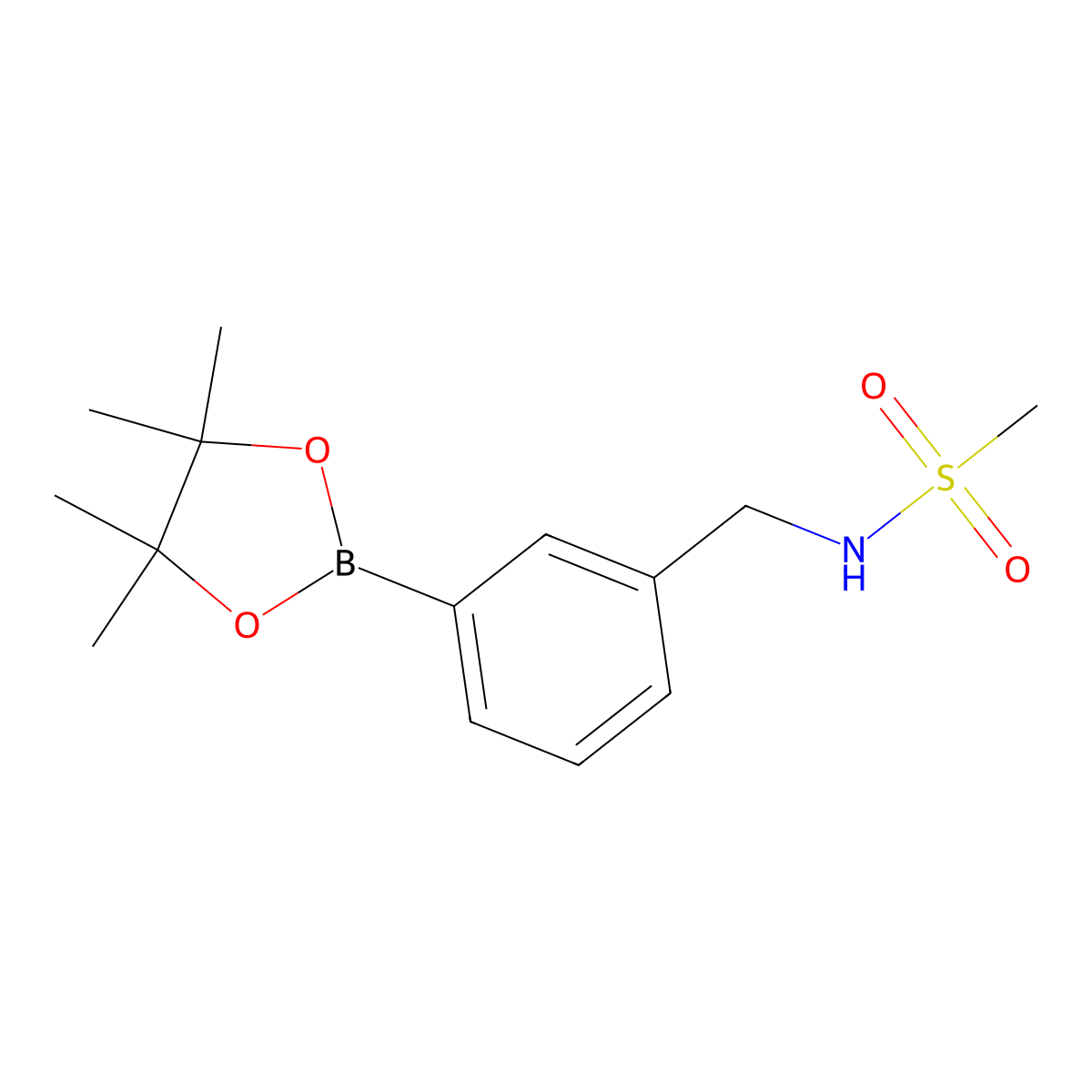 N-(3-(4,4,5,5-tetramethyl-1,3,2-dioxaborolan-2-yl)benzyl)methanesulfonamide molecular structure, CAS 843646-66-2