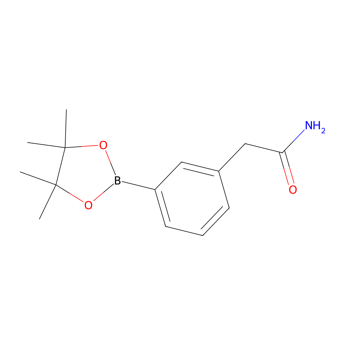 2-(3-(4,4,5,5-Tetramethyl-1,3,2-dioxaborolan-2-yl)phenyl)acetamide molecular structure, CAS 843646-72-0